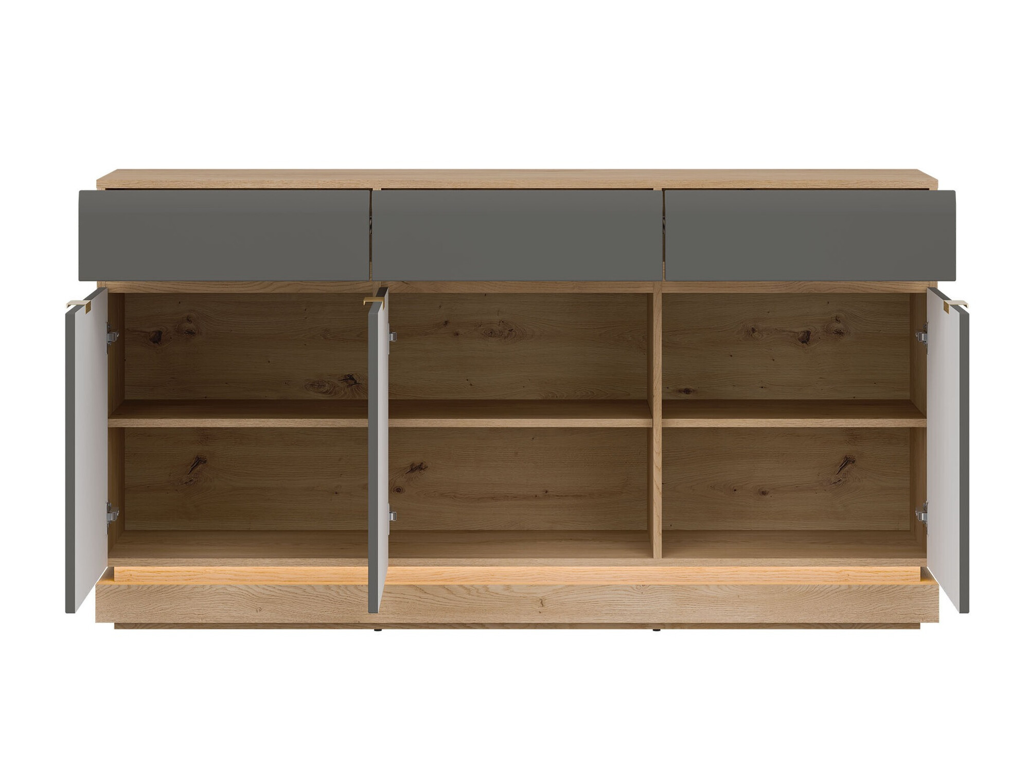 Commode Teselbu 104 (Gris + Chêne)