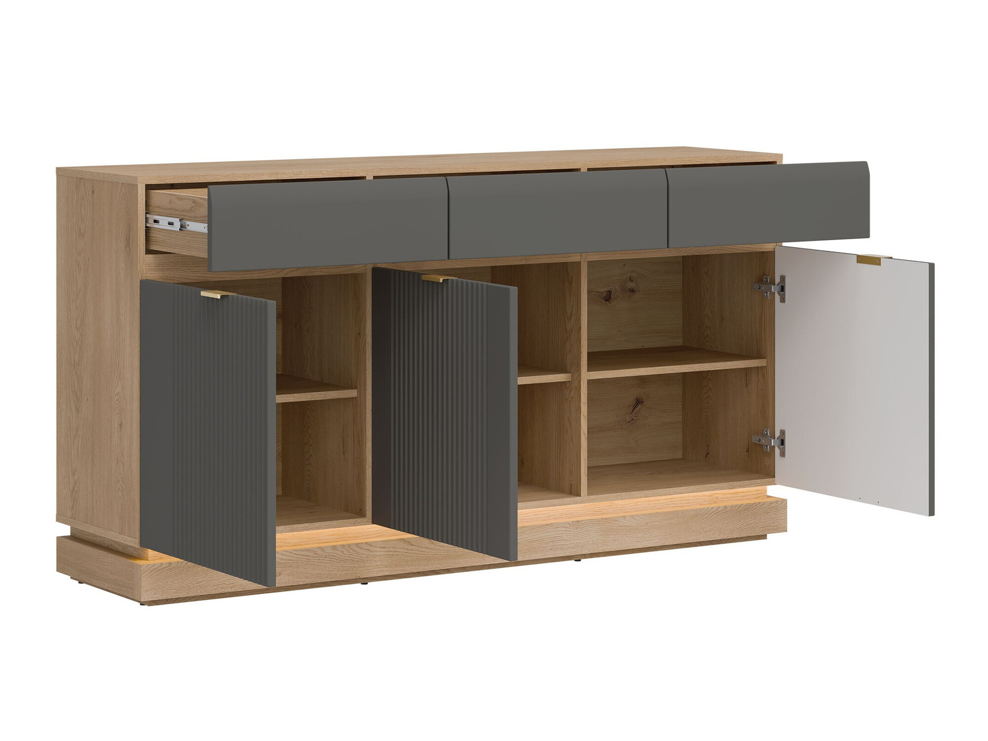 Commode Teselbu 104 (Gris + Chêne)
