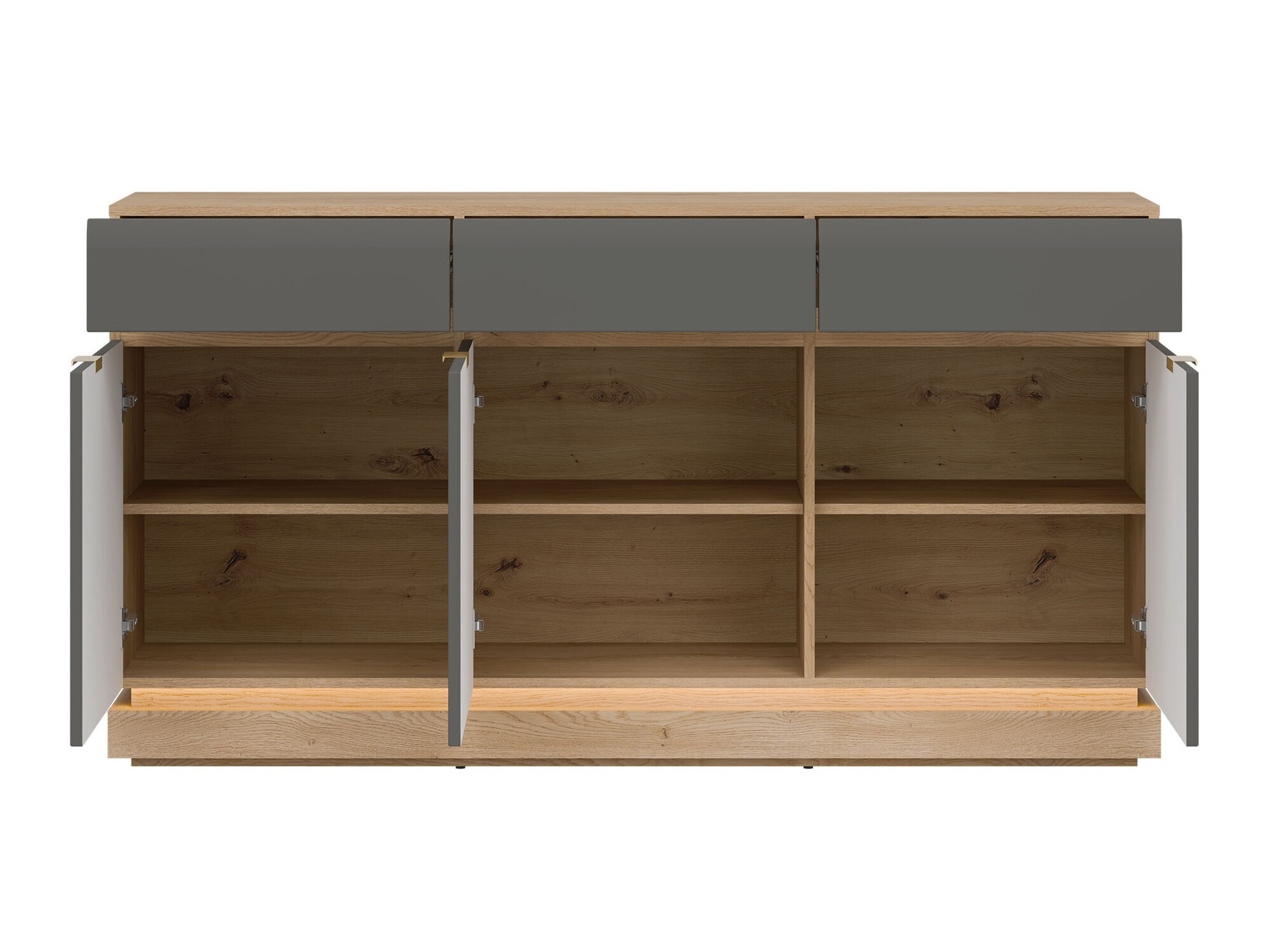 Commode Teselbu 104 (Gris + Chêne)