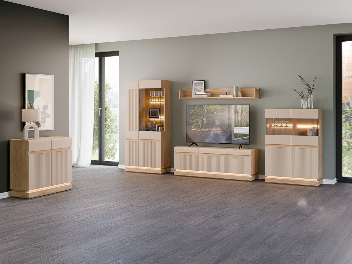 Ensemble de salon Teselbu 116 (Cachemire + Chêne)