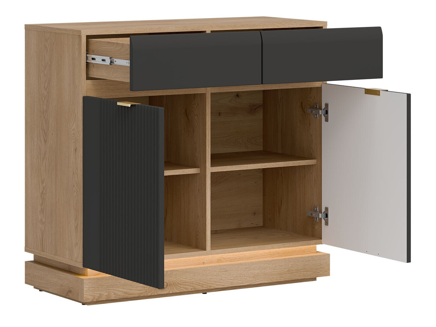 Ensemble de salon Teselbu 116 (Anthracite + Chêne)
