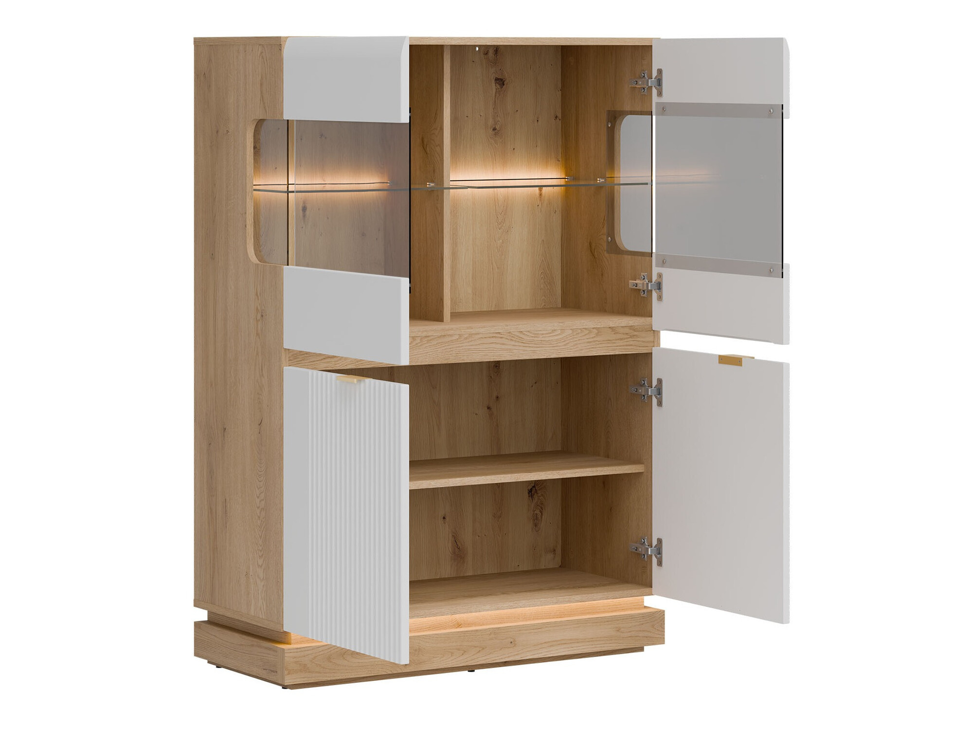 Ensemble de salon Teselbu 116 (Blanc + Chêne)