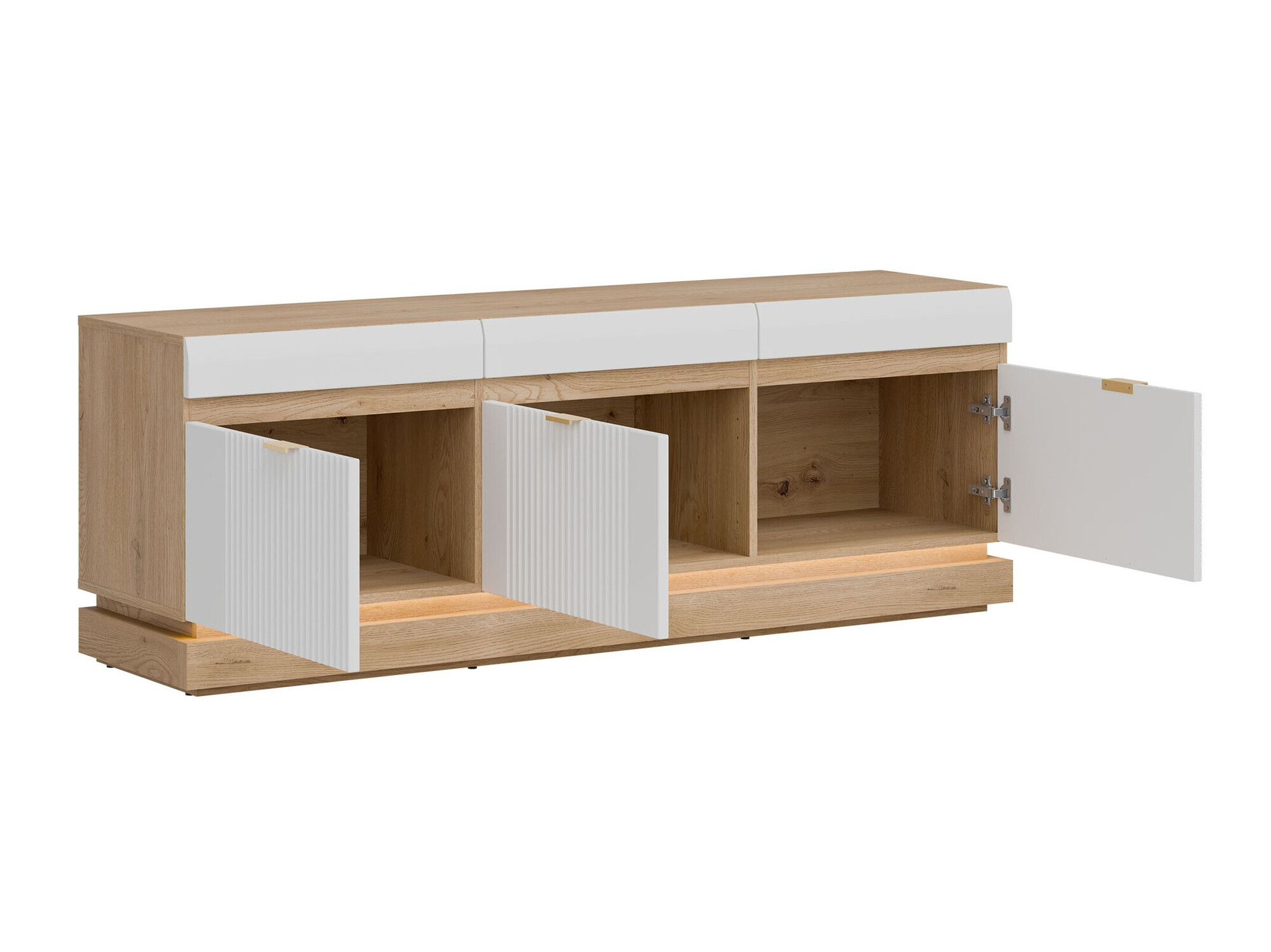 Ensemble de salon Teselbu 116 (Blanc + Chêne)