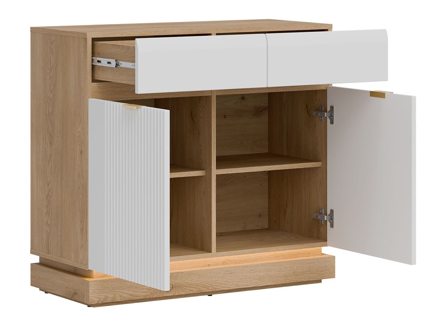 Ensemble de salon Teselbu 116 (Blanc + Chêne)