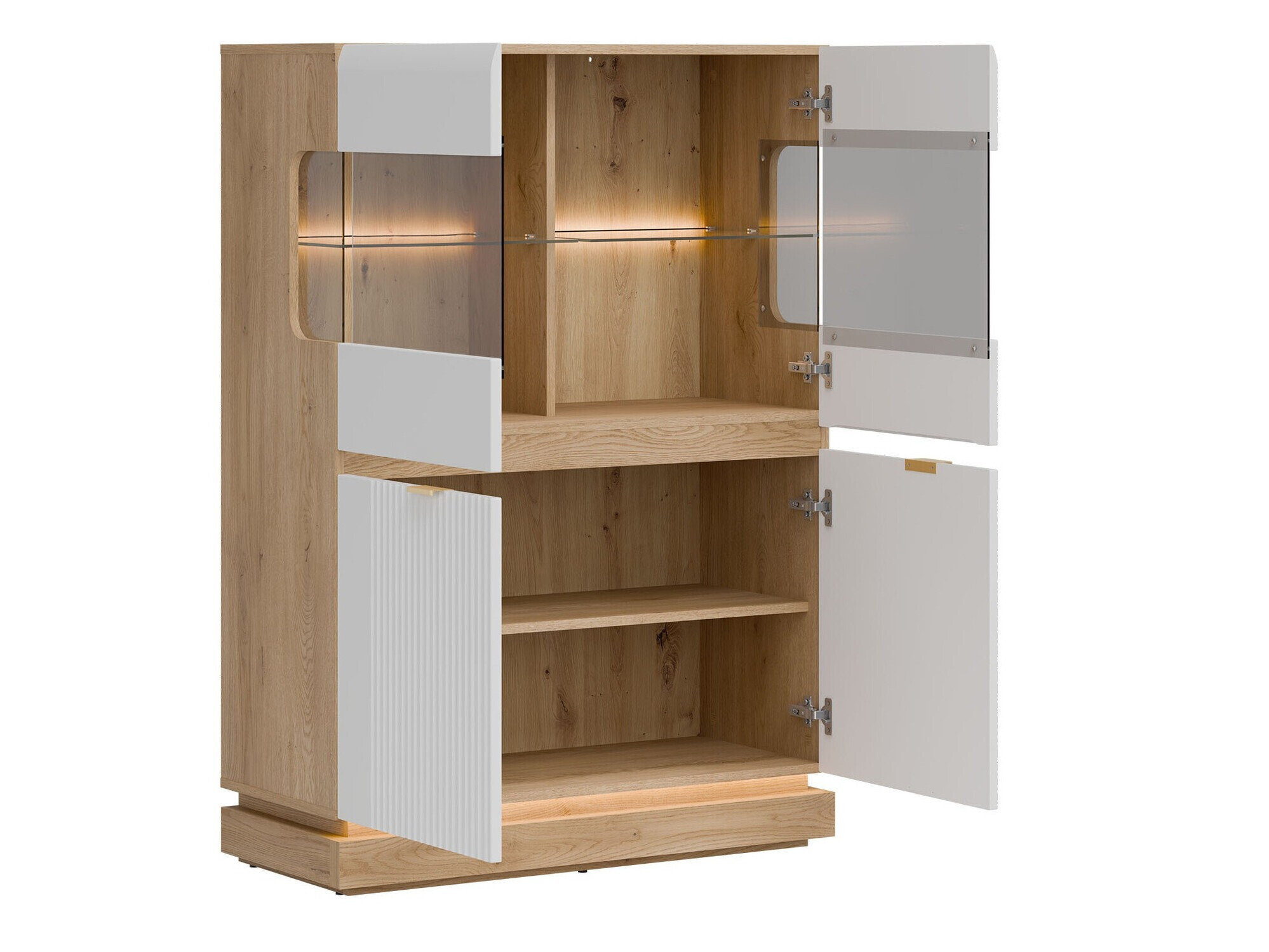Ensemble de salon Teselbu 116 (Blanc + Chêne)