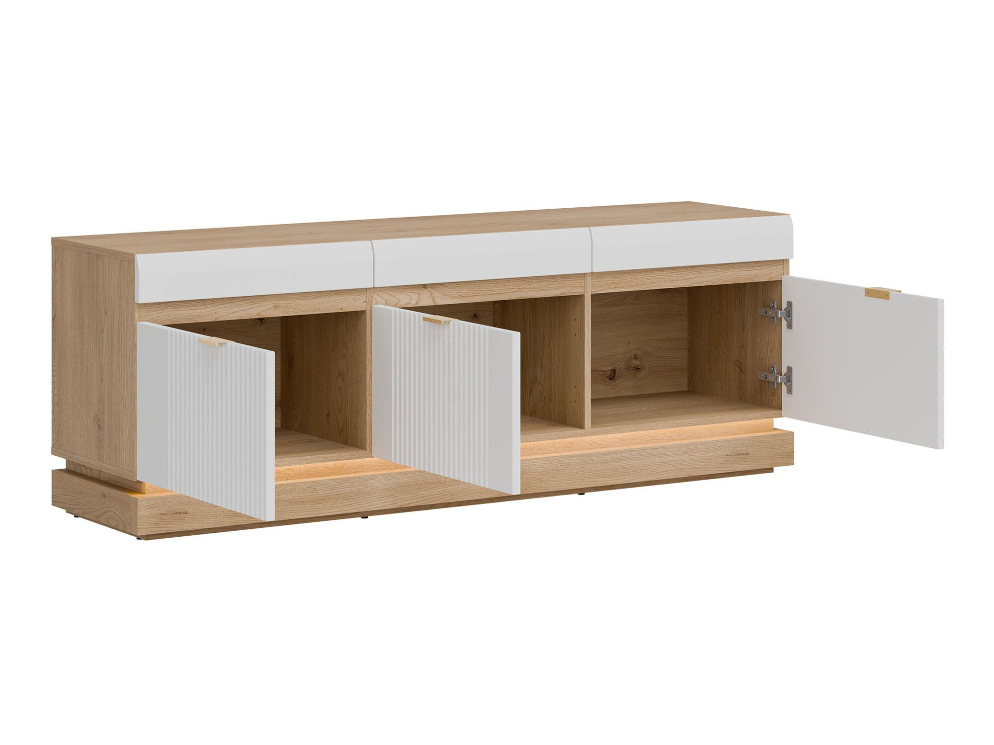 Ensemble de salon Teselbu 116 (Blanc + Chêne)