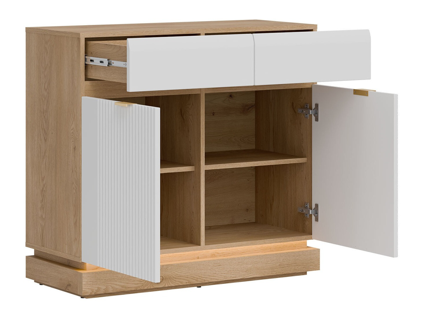Ensemble de salon Teselbu 116 (Blanc + Chêne)