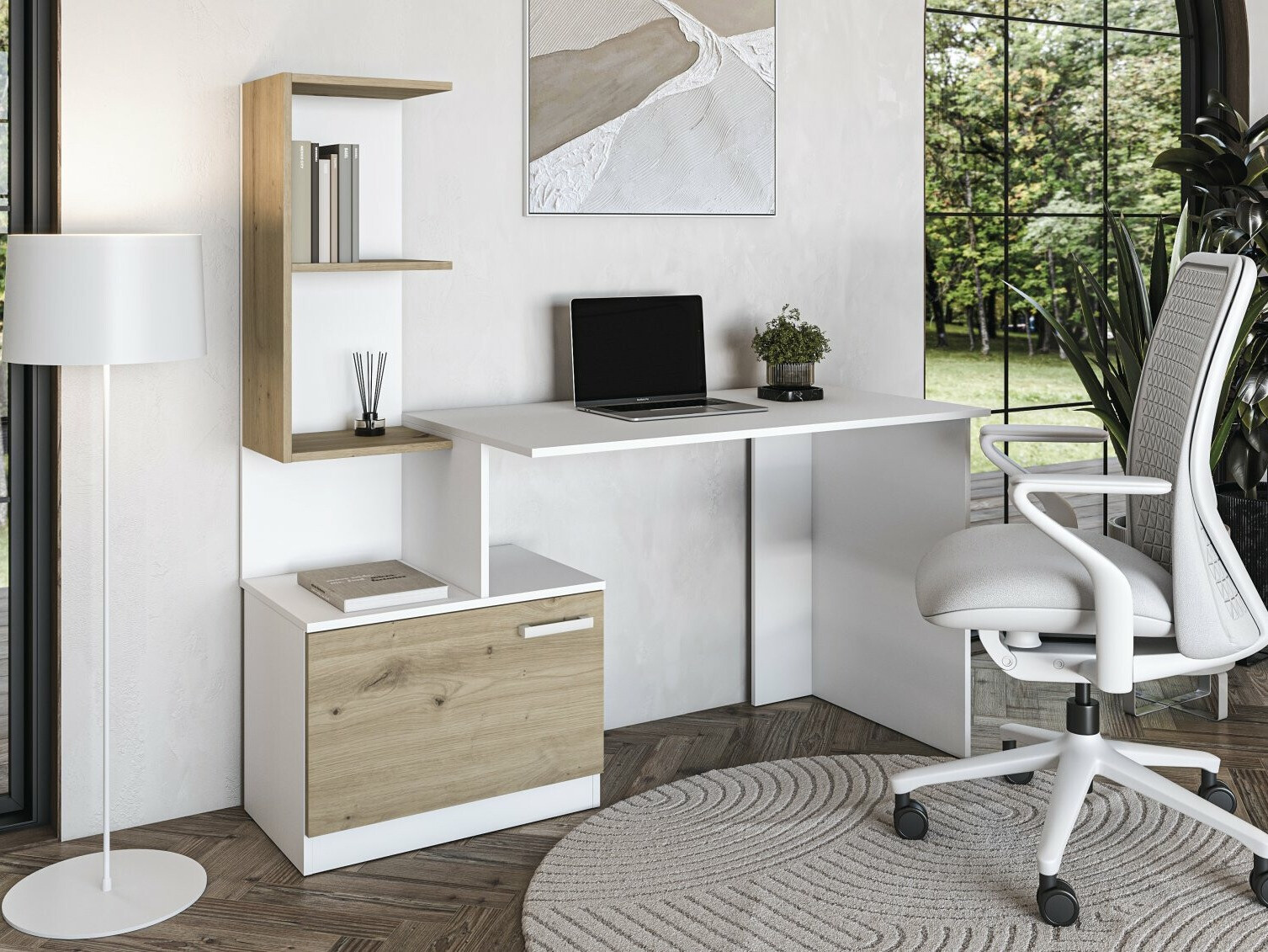 Bureau Houston 1948 (Blanc + Chêne Artisan)