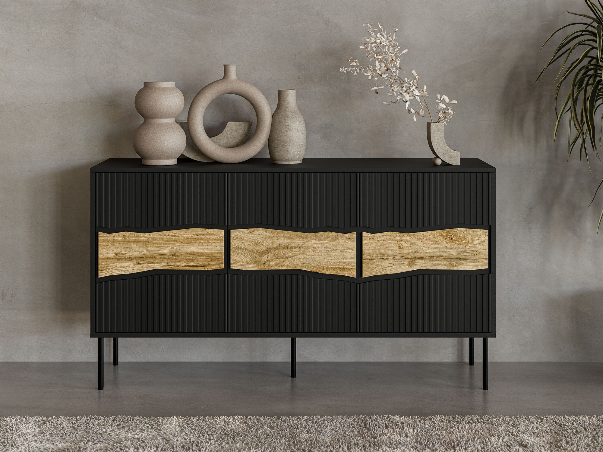 Buffet Monevare 100 (Noir + Chêne wotan)
