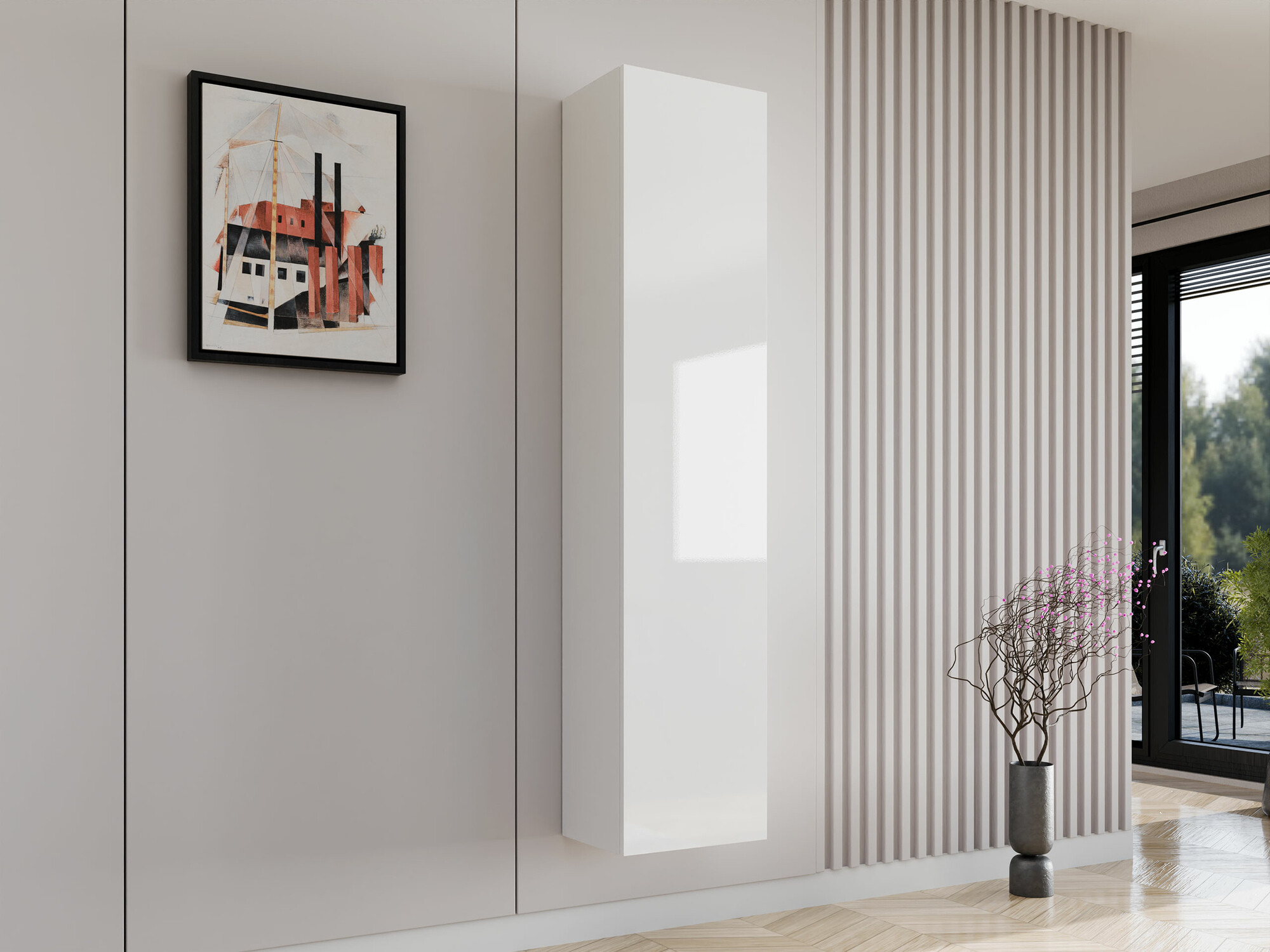 Étagère murale Vilrin II (Blanc + Blanc brillant)