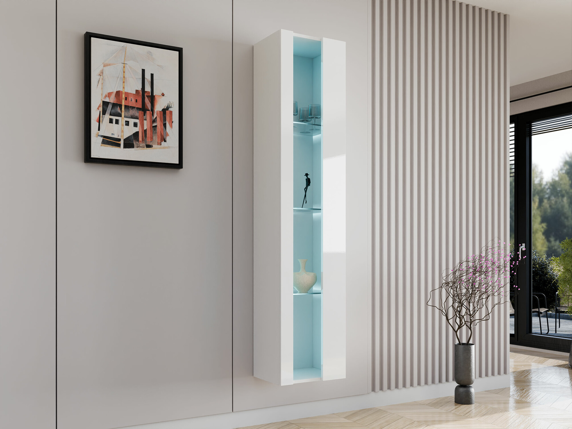 Étagère murale Vilrin V (Blanc + Blanc brillant)