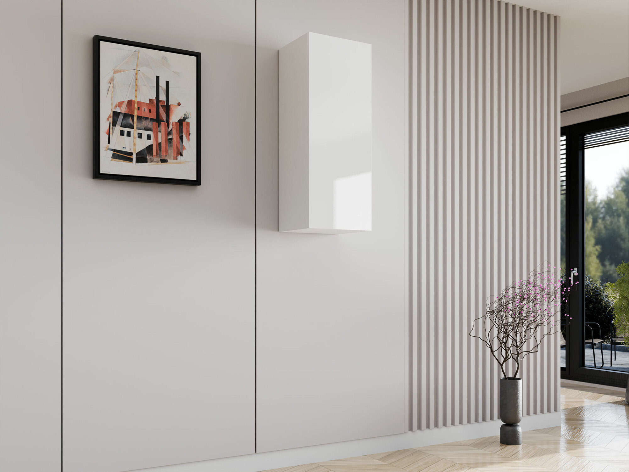 Armoire murale Vilrin VI (Blanc + Blanc brillant)