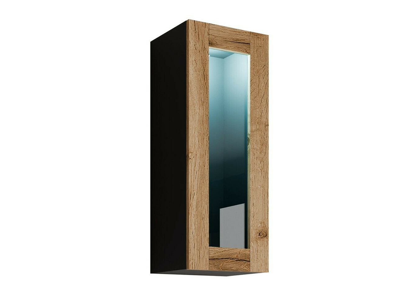 Armoire murale Vilrin VII (Noir + Chêne wotan)