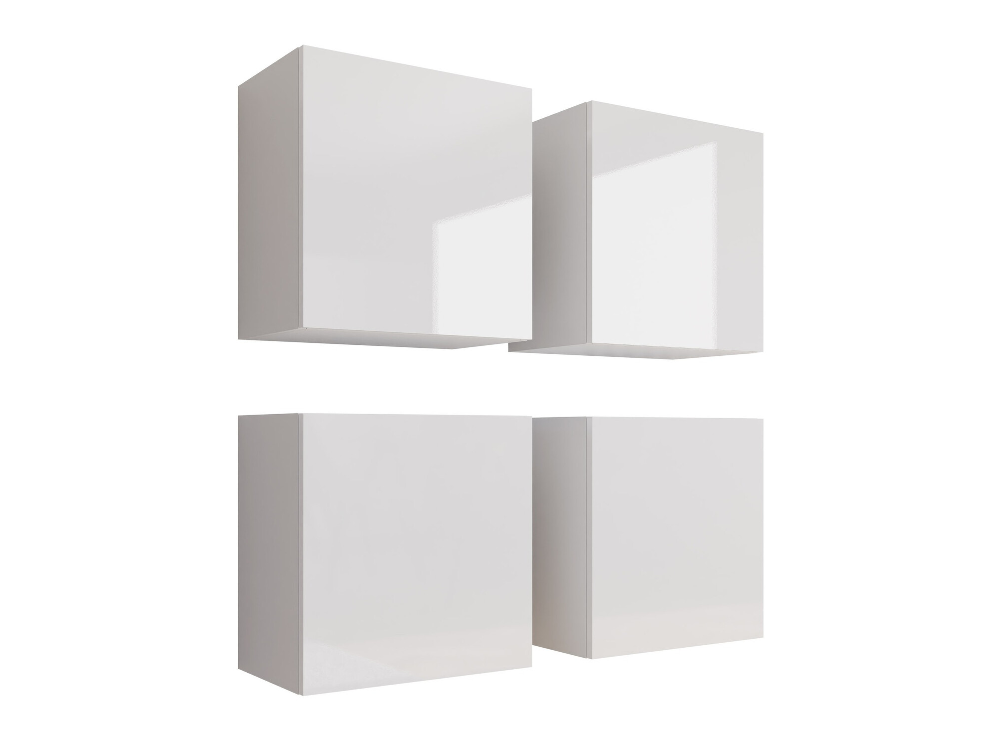 Ensemble d'armoires Vilrin (Blanc + Blanc brillant)