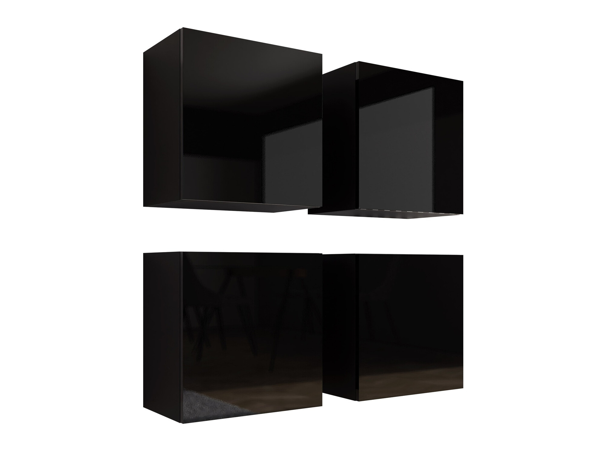 Ensemble d'armoires Vilrin (Noir + Noir brillant)