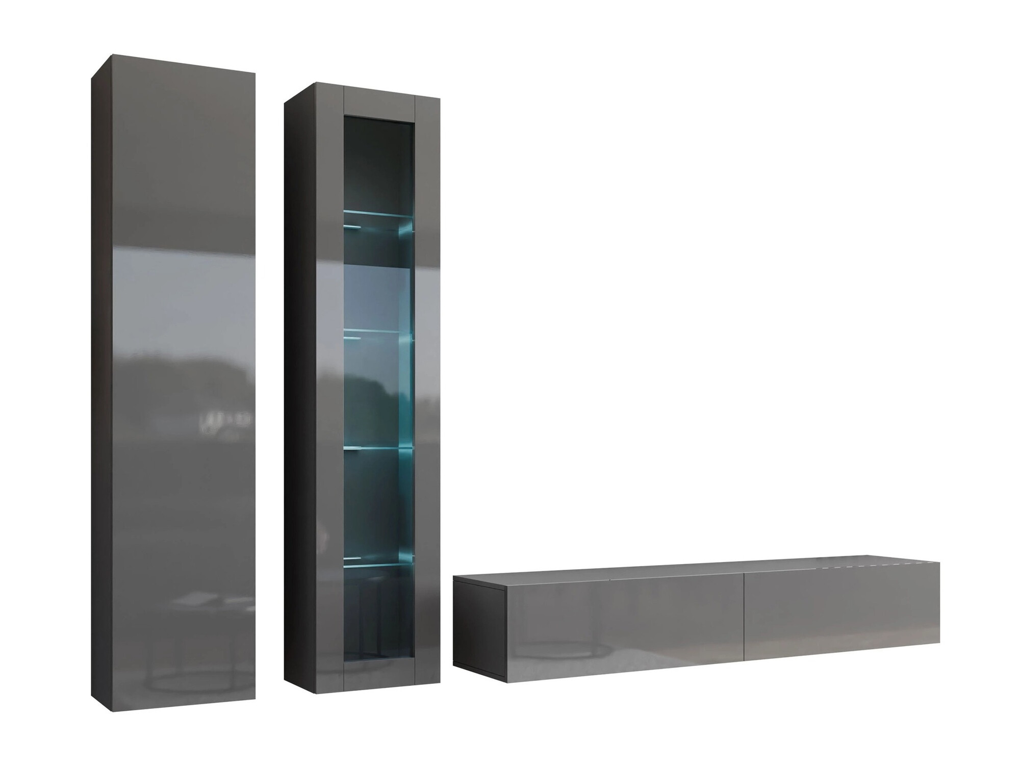 Ensemble de salon Venenou 102 (Gris + Gris brillant)