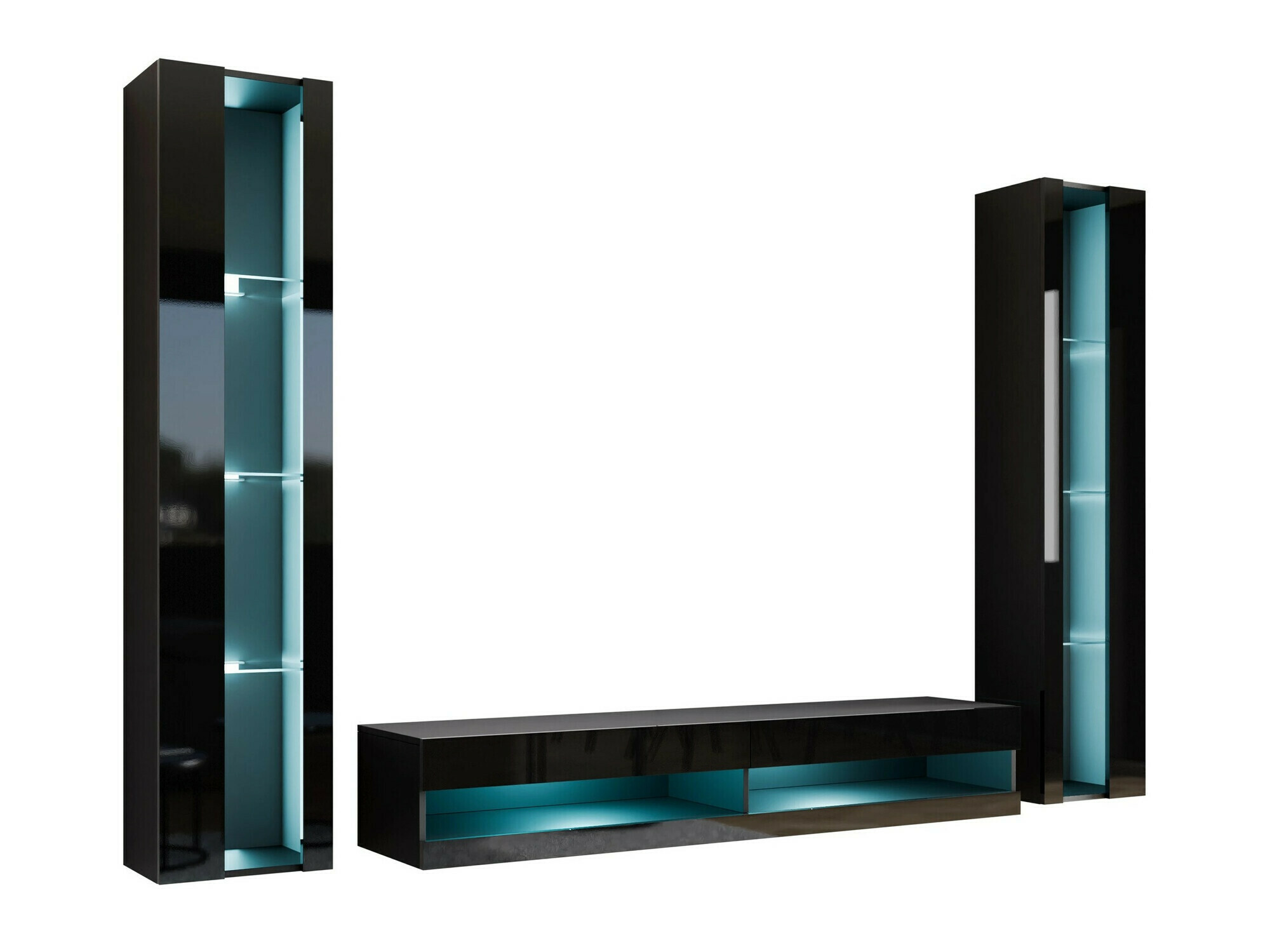 Ensemble de salon Venenou 112 (Noir + Noir brillant)