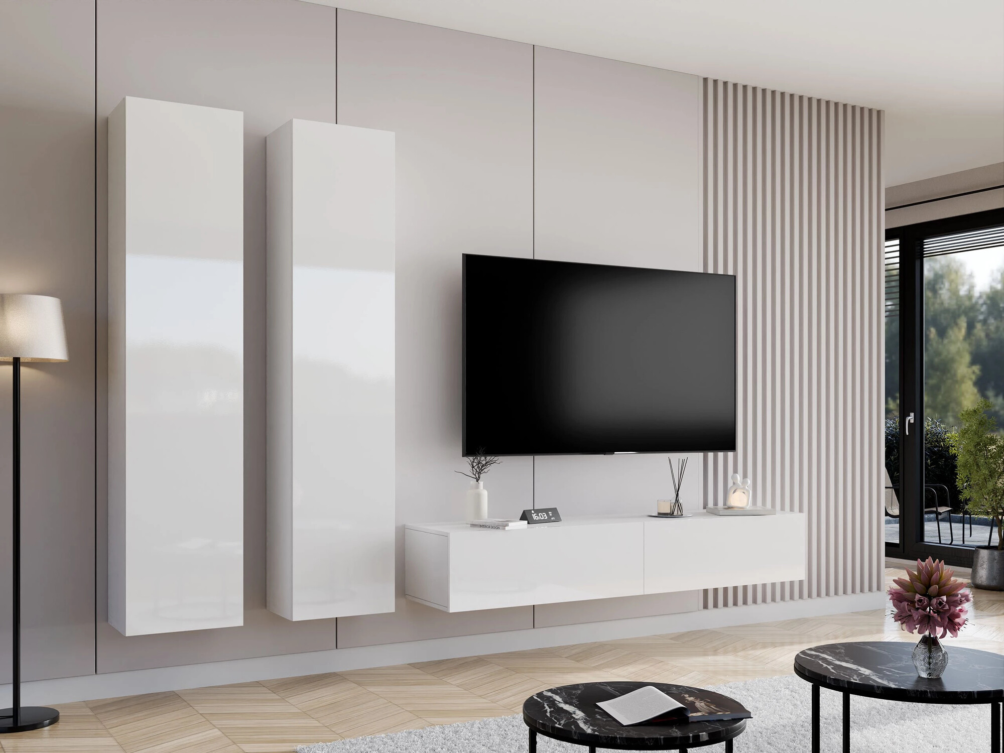 Ensemble de salon Vilrin II (Blanc + Blanc brillant)
