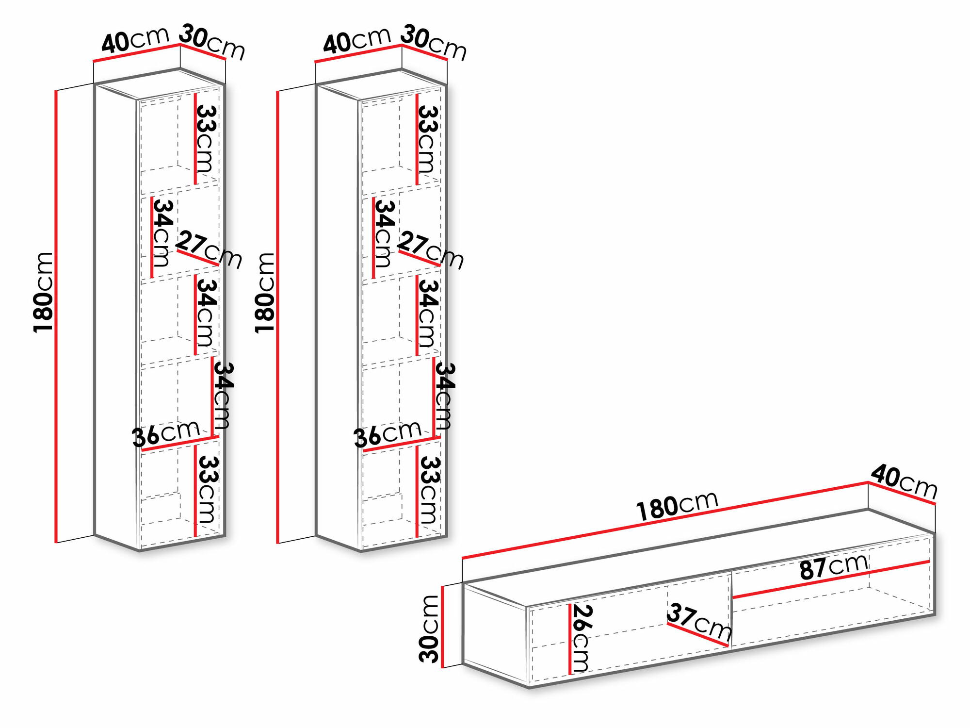 Ensemble de salon Vilrin II (Blanc + Blanc brillant)