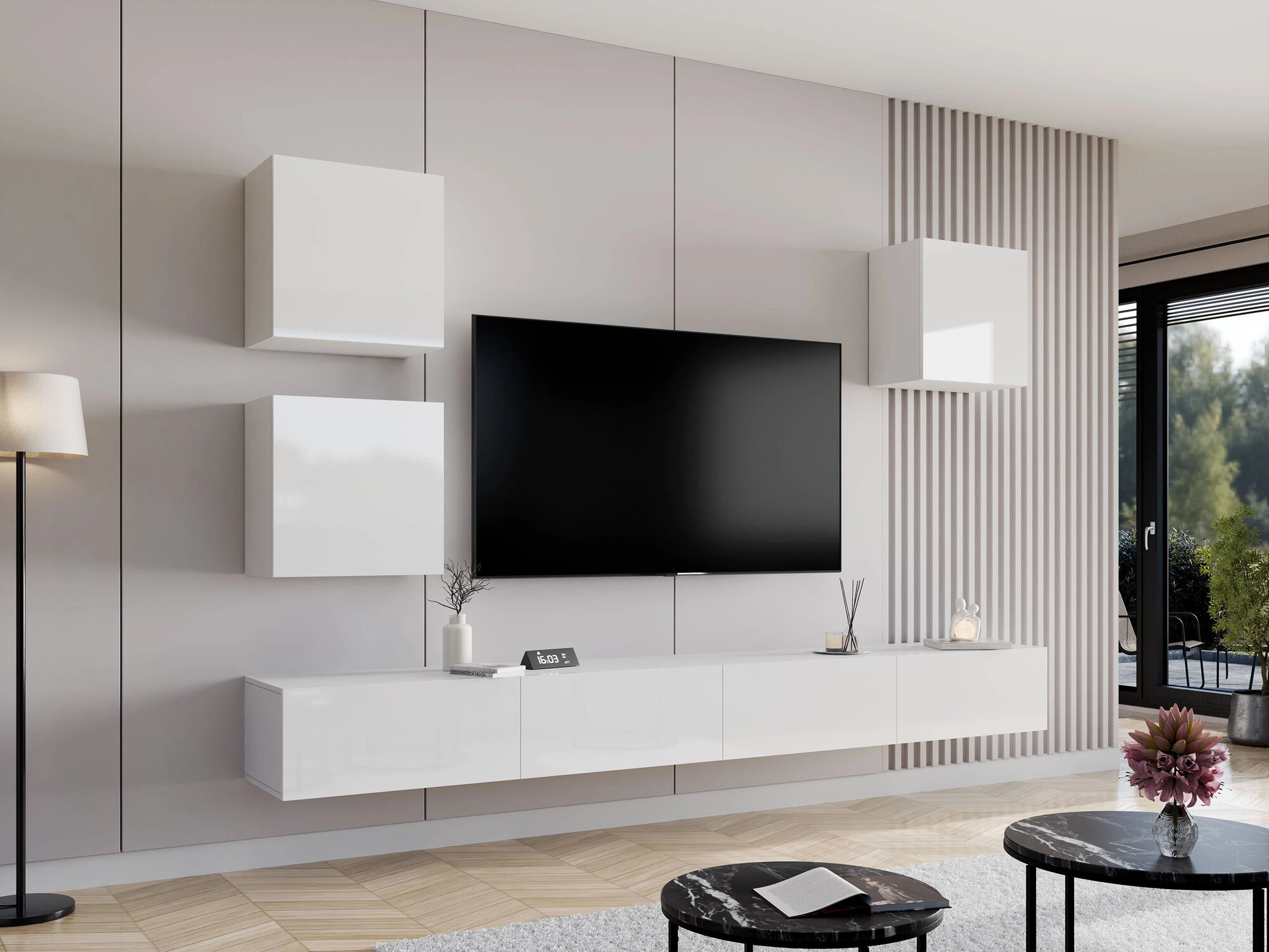 Ensemble de salon Vilrin III (Blanc + Blanc brillant)