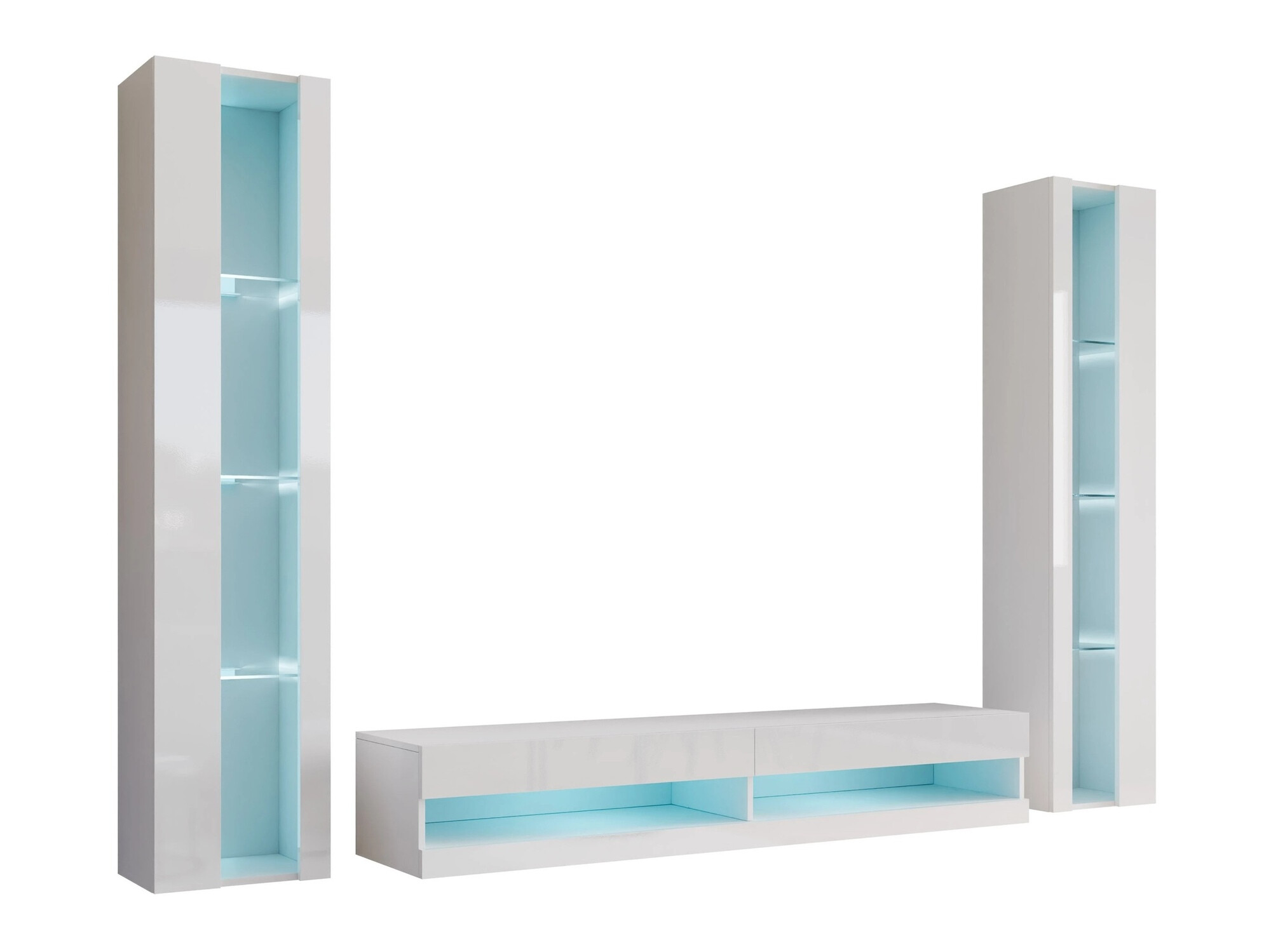 Ensemble de salon Vilrin V (Blanc + Blanc brillant)