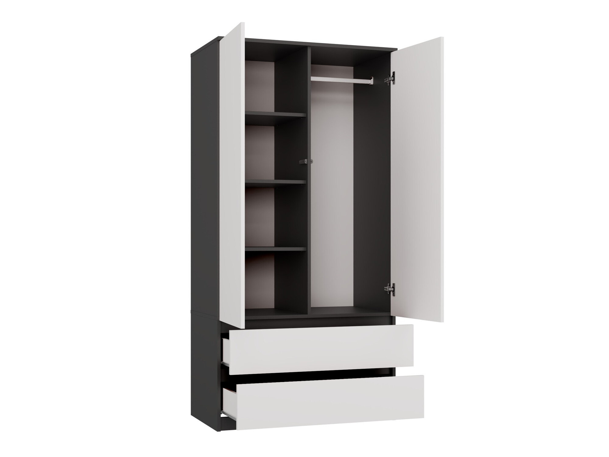 Armoire Elbvelu 116 (Blanc + Anthracite)