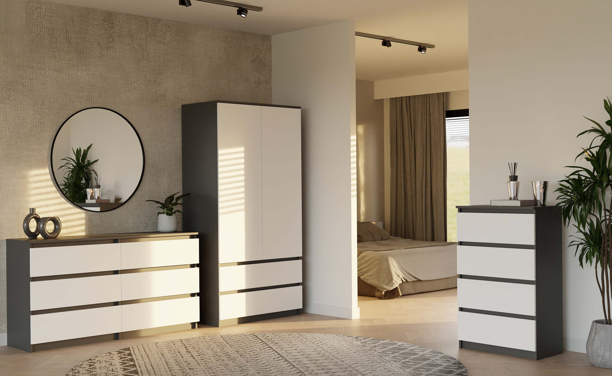 Armoire Elbvelu 116 (Blanc + Anthracite)