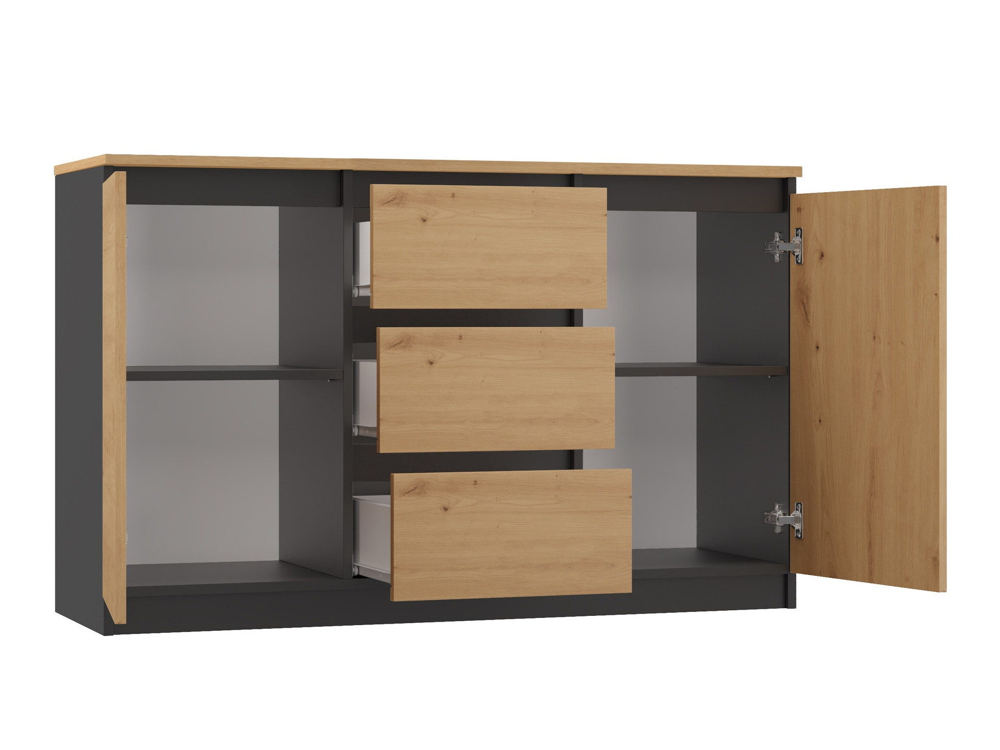 Commode Elbvelu 112 (Chêne Artisan + Anthracite)