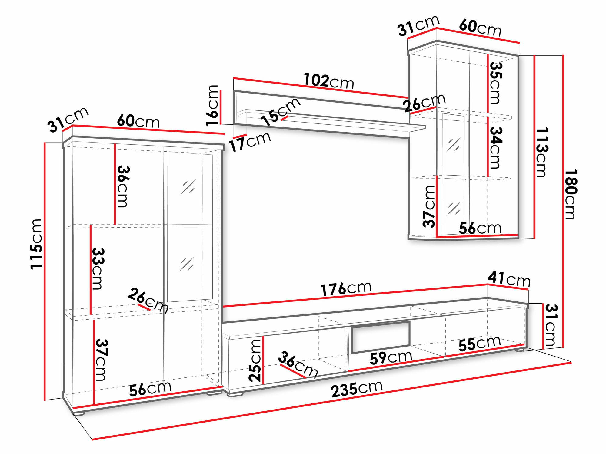 Ensemble de salon Tucson 100 (Chêne Artisan + Blanc)