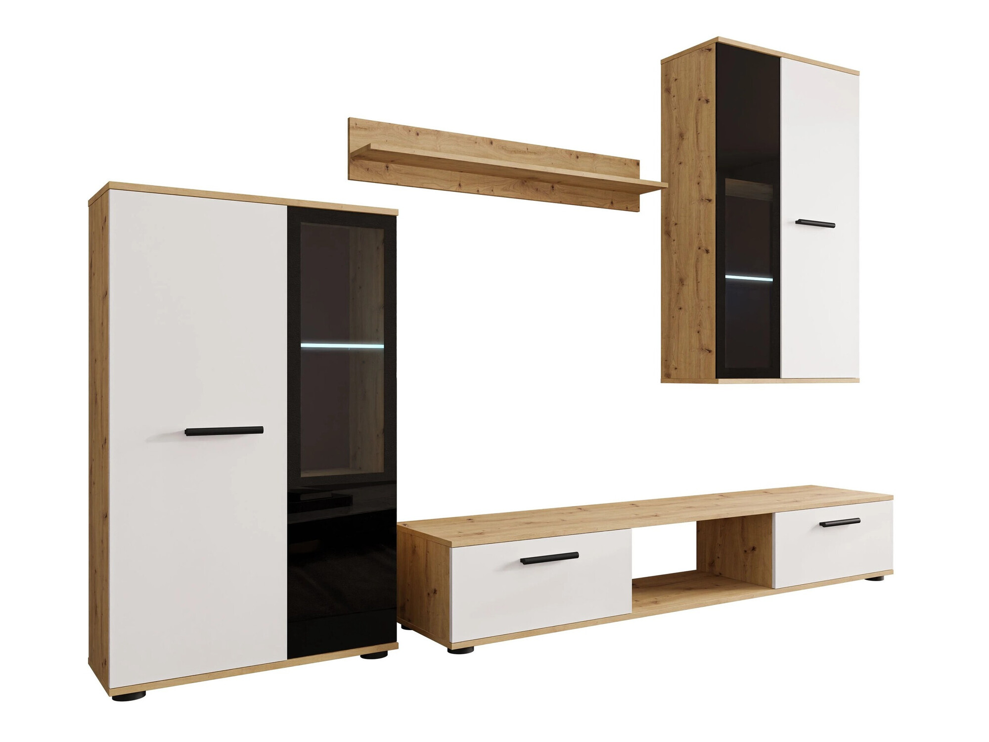 Ensemble de salon Genio (Chêne Artisan + Blanc)