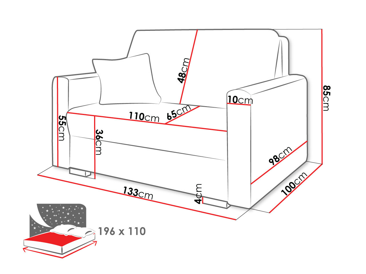 Canapé convertible Solrin II (Tilia 86)