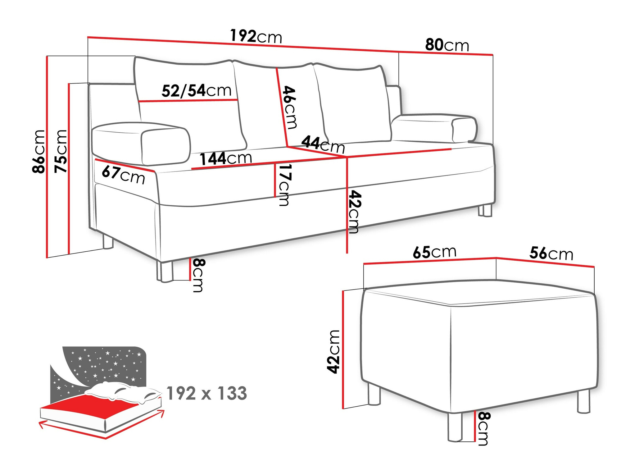 Ensemble de canapés Comfivo Artes (Alova 36 + Alova 07)