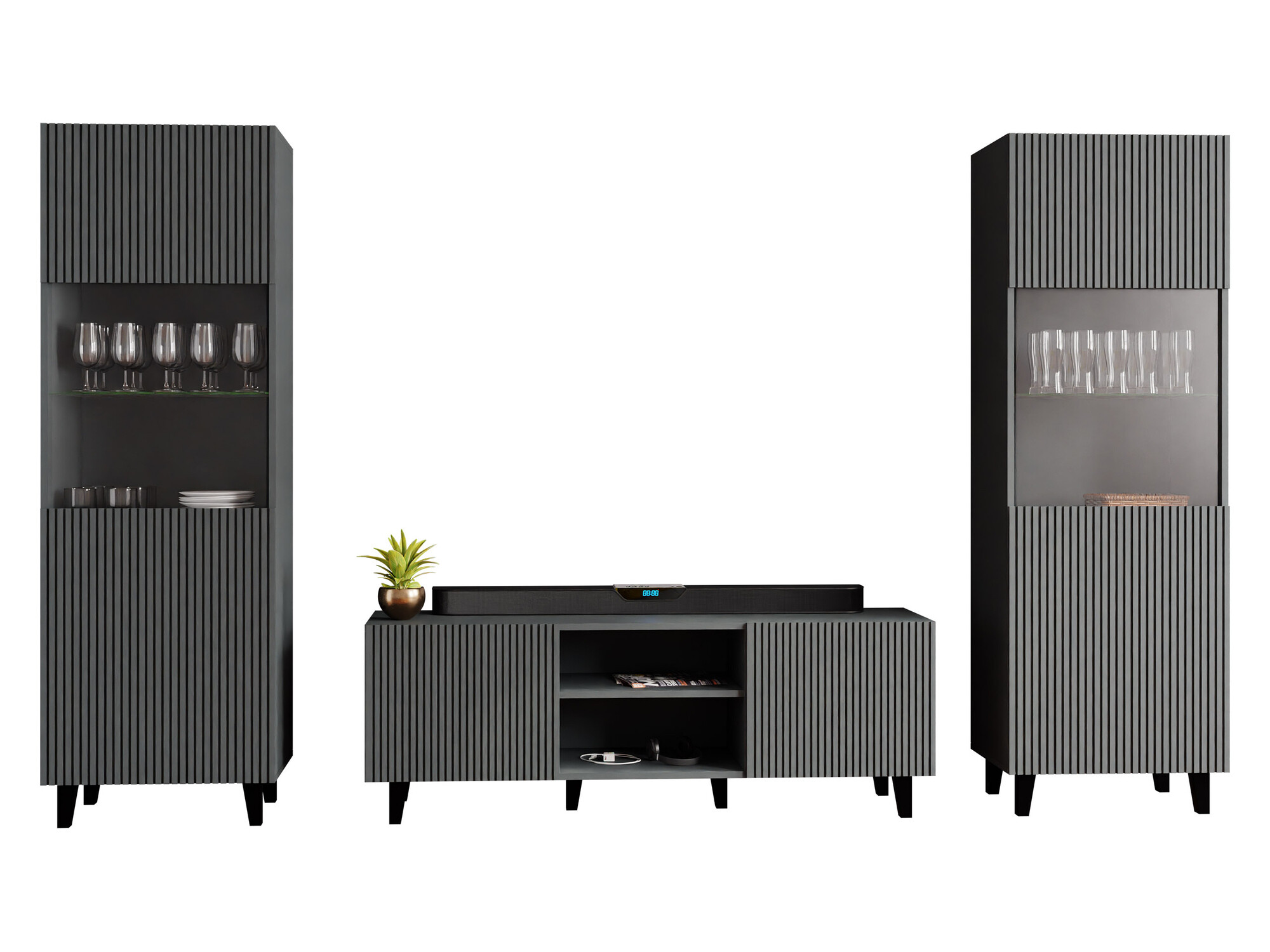 Ensemble de salon Comes (Anthracite)