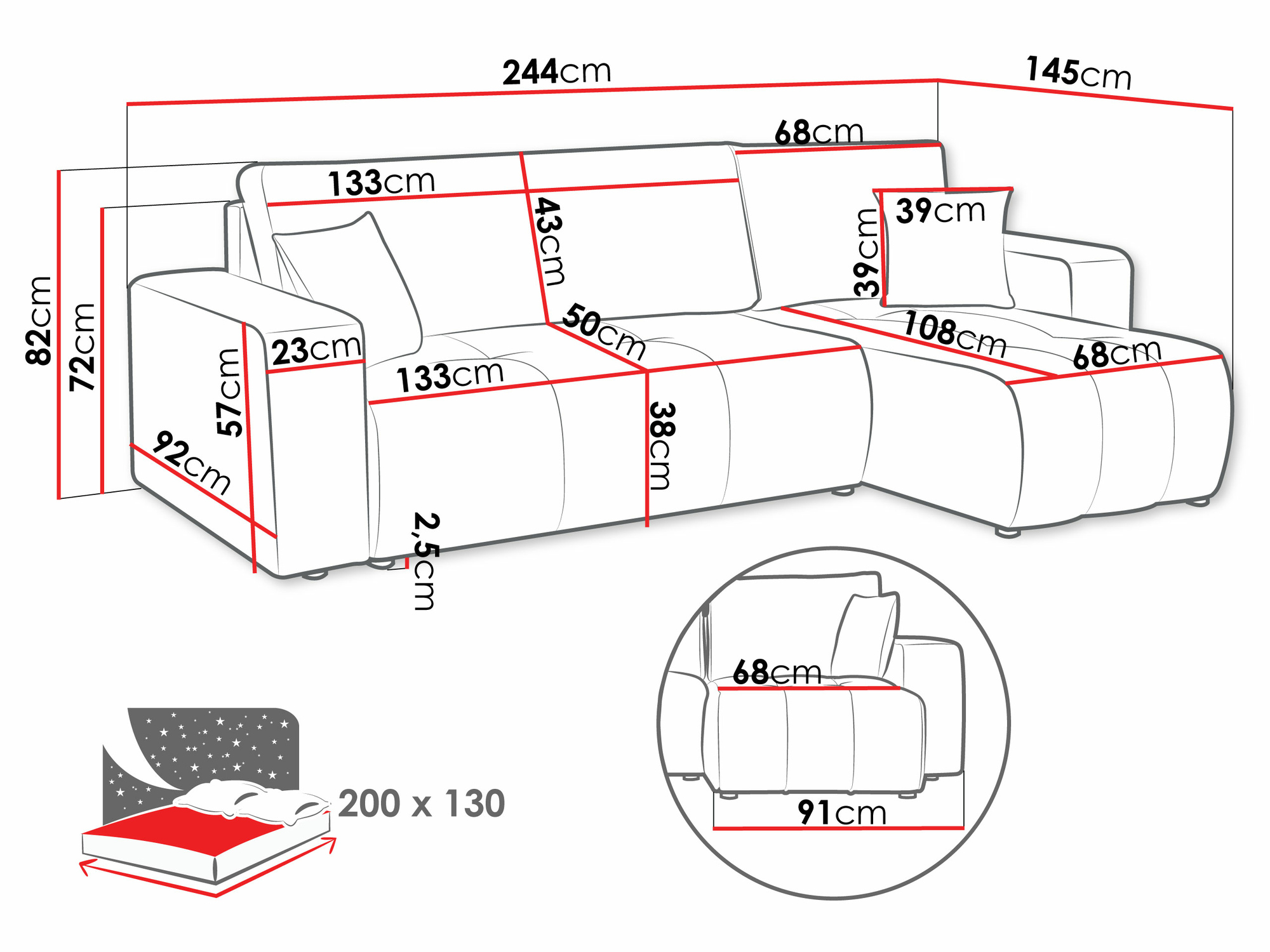 Canapé d'angle Comfivo Laurus (Velo 621)