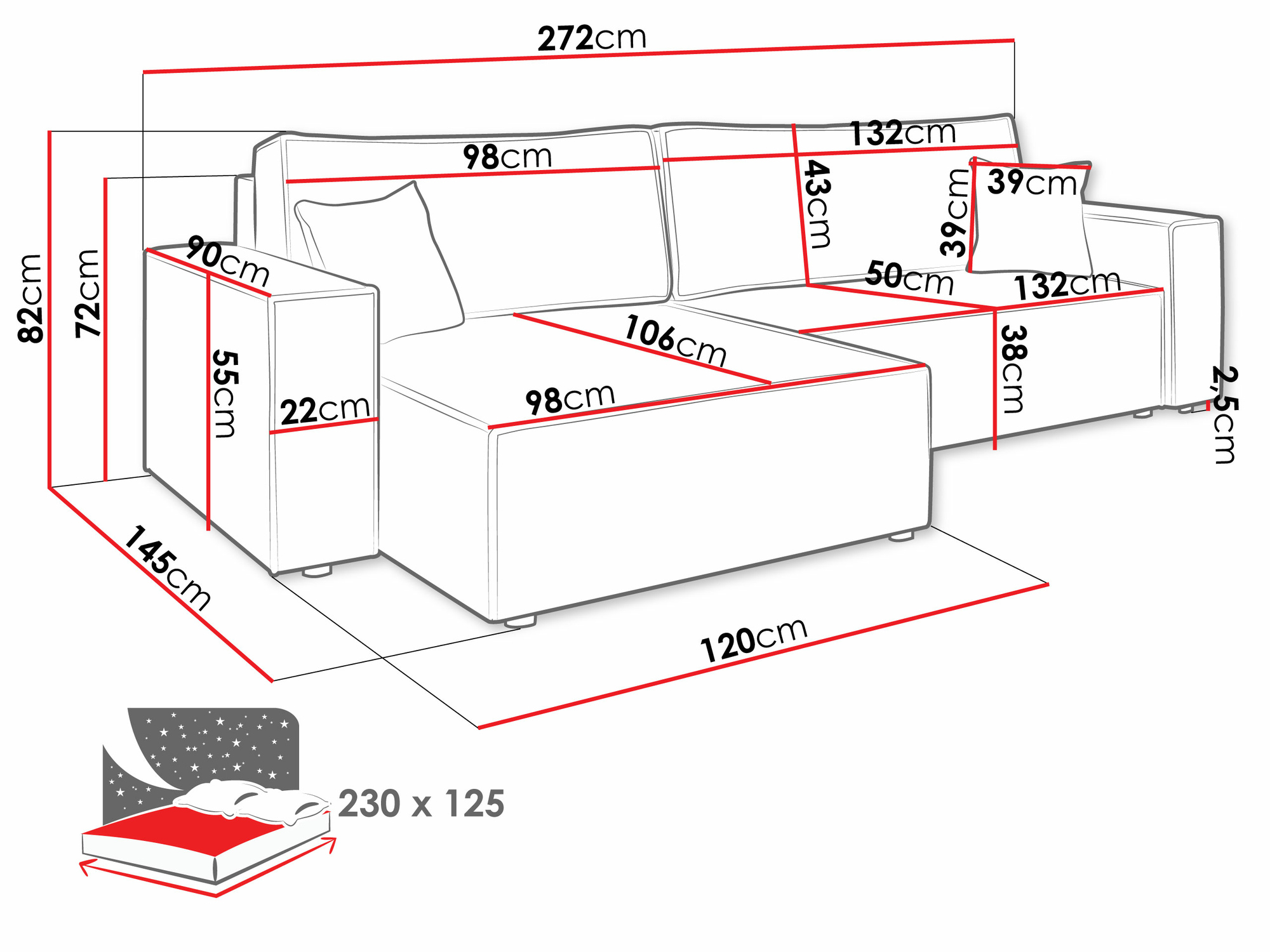 Canapé d'angle Vespes II (Poso 100)