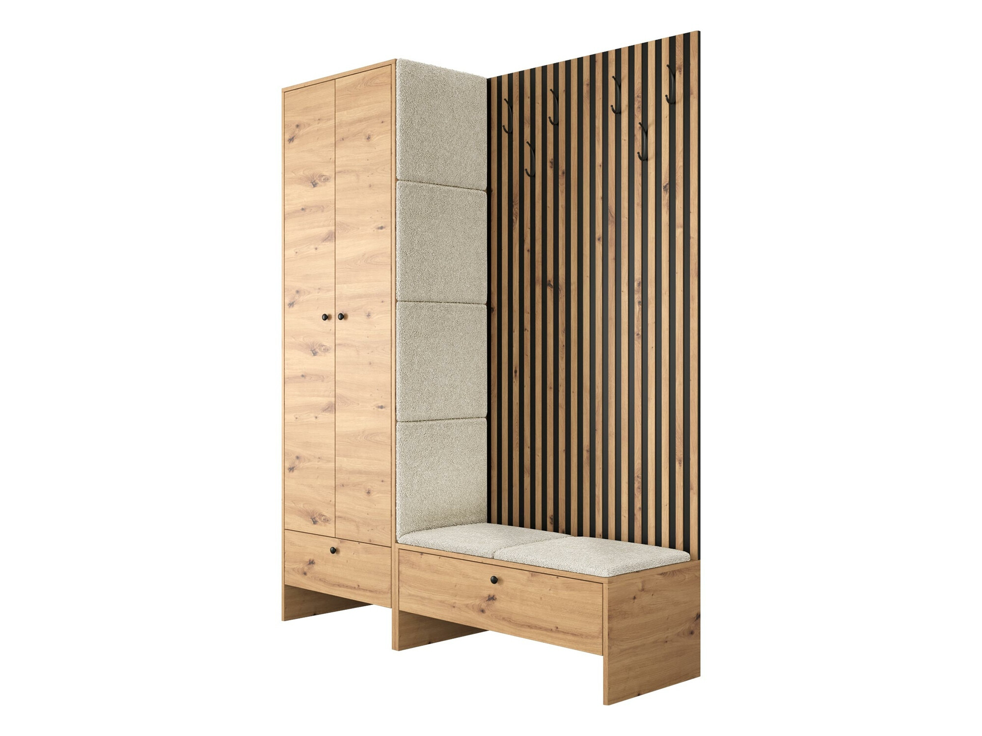 Meuble d'entrée Donio III (Chêne Artisan + Abriamo 03)