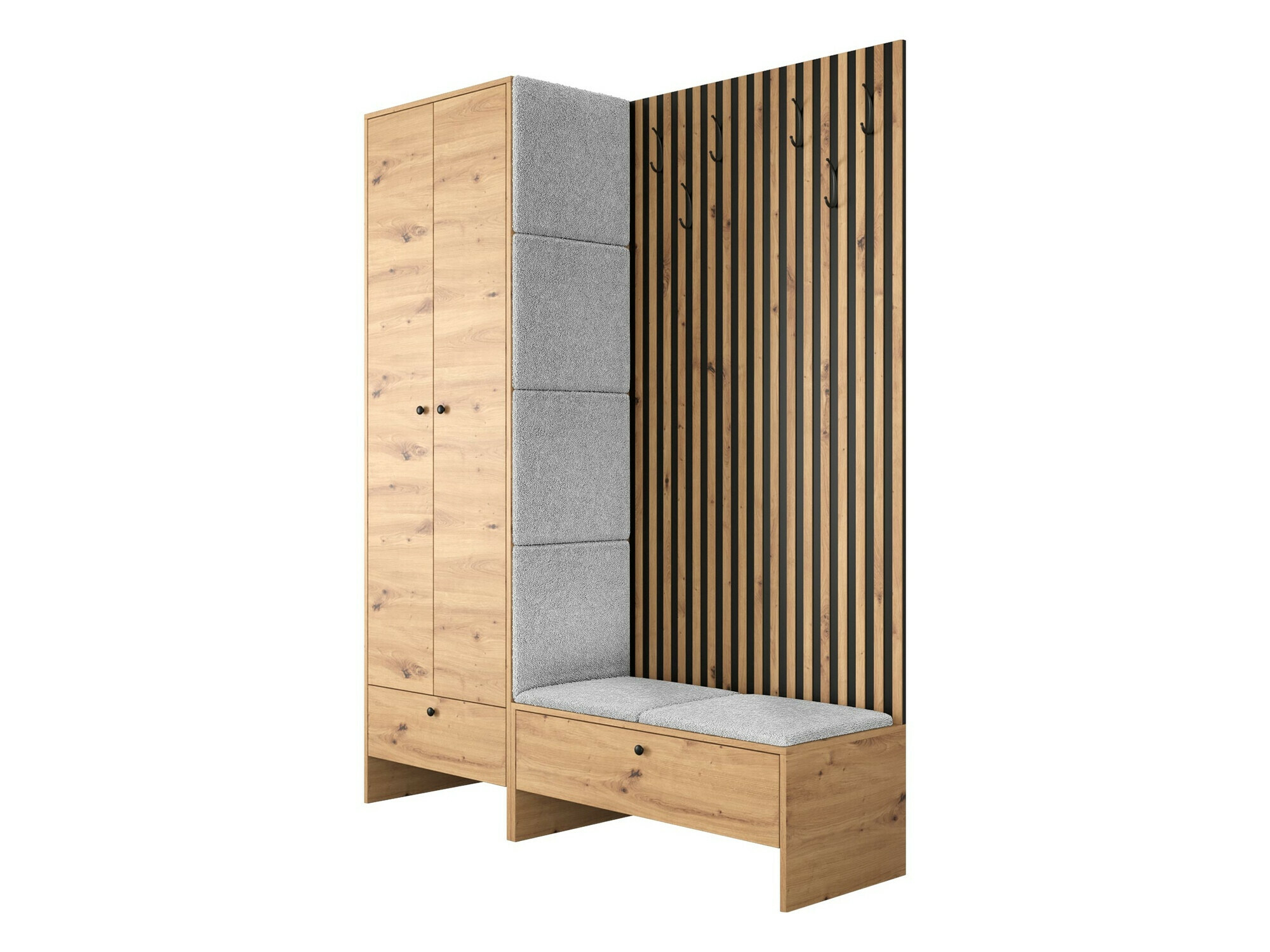 Meuble d'entrée Donio III (Chêne Artisan + Abriamo 6)