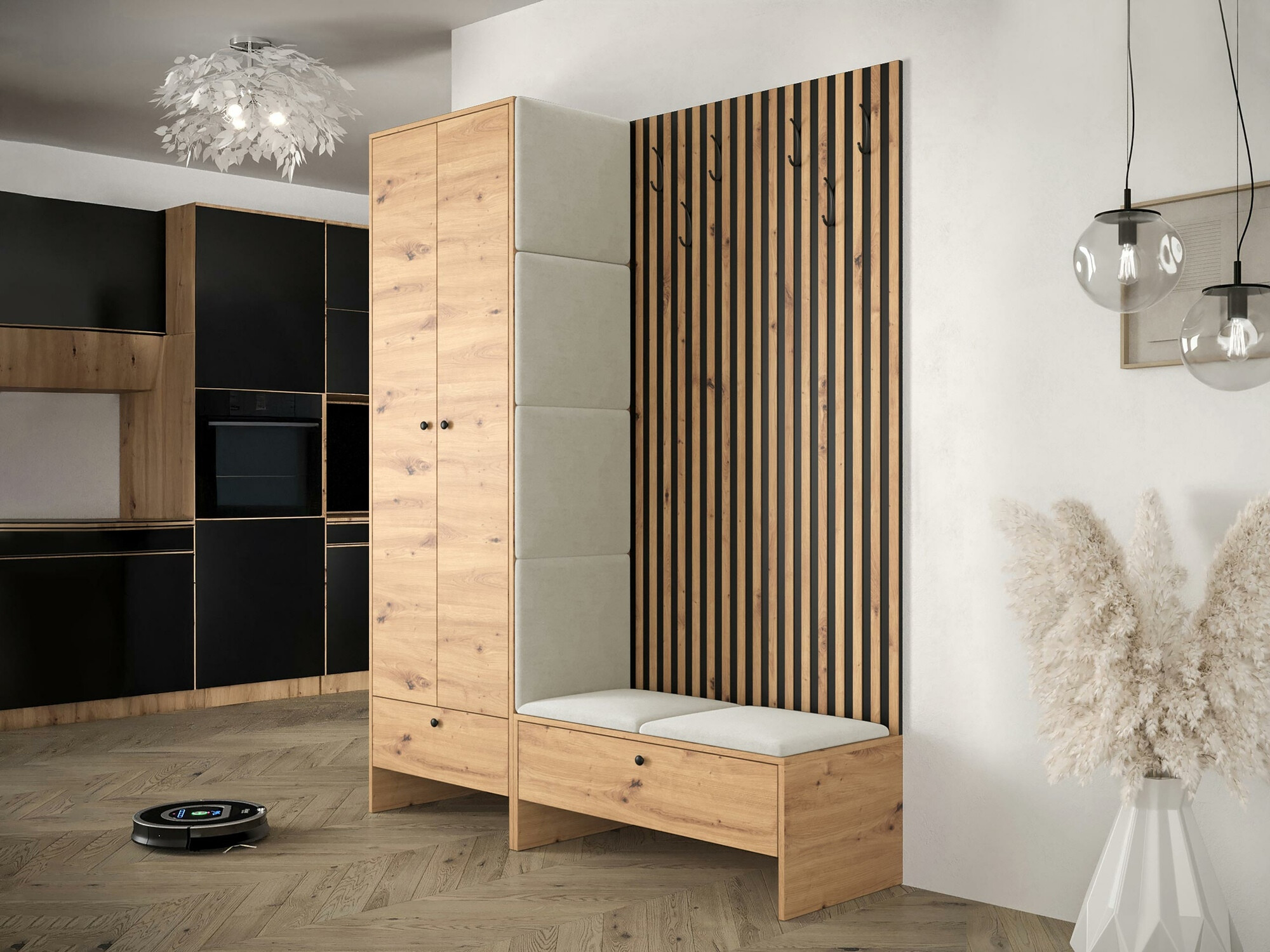 Meuble d'entrée Donio III (Chêne Artisan + Manila 02)