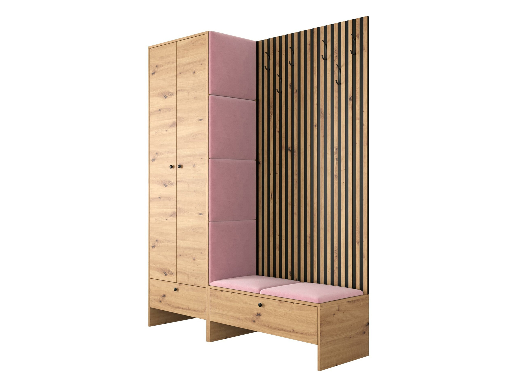 Meuble d'entrée Donio III (Chêne Artisan + Manila 09)