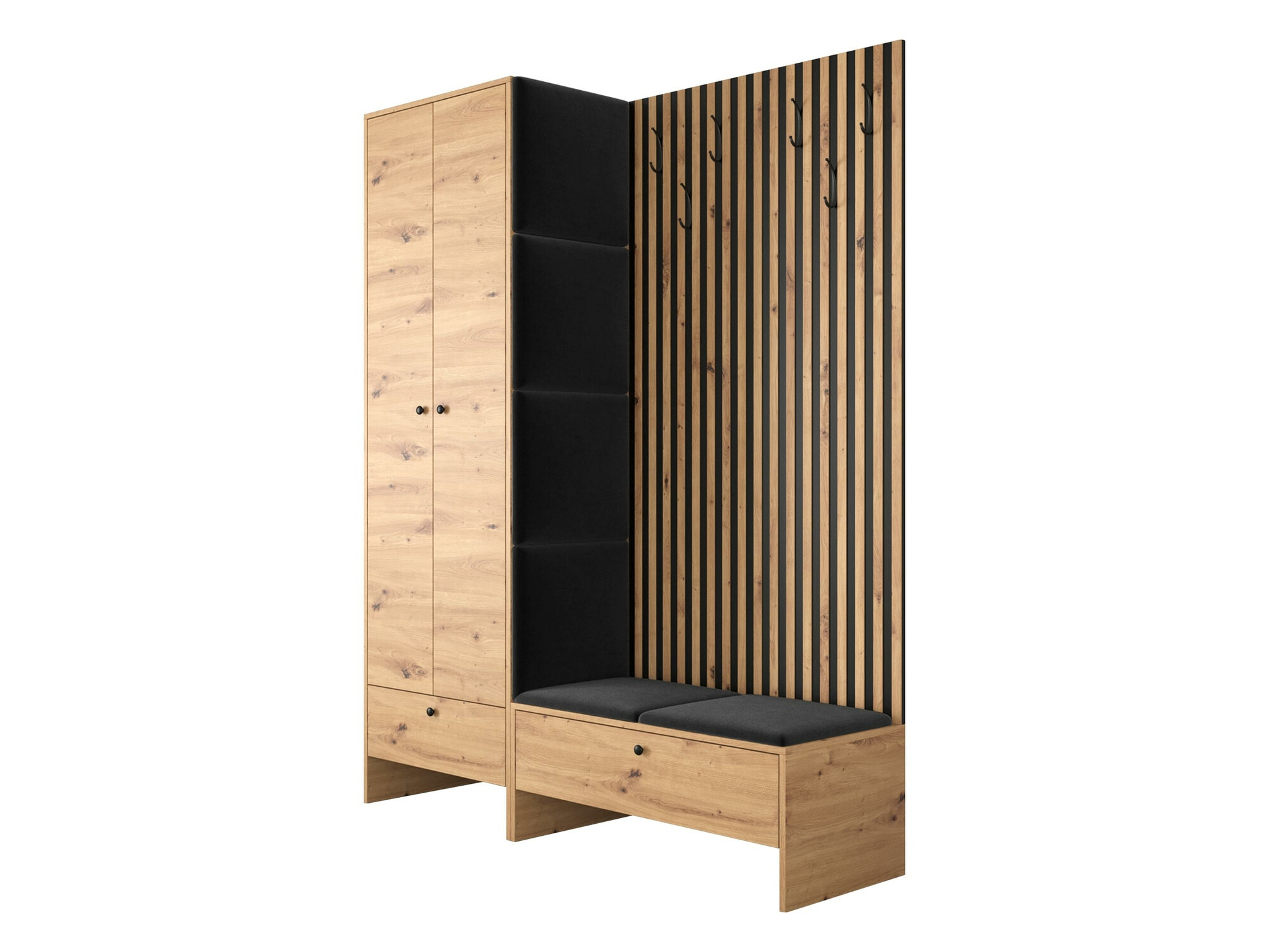 Meuble d'entrée Donio III (Chêne Artisan + Manila 18)