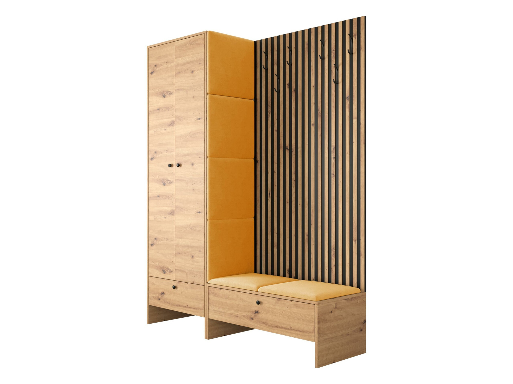 Meuble d'entrée Donio III (Chêne Artisan + Manila 32)