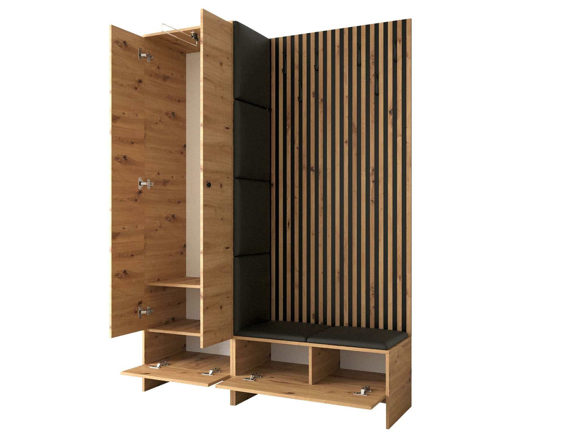Meuble d'entrée Donio III (Chêne Artisan + Manila 32)