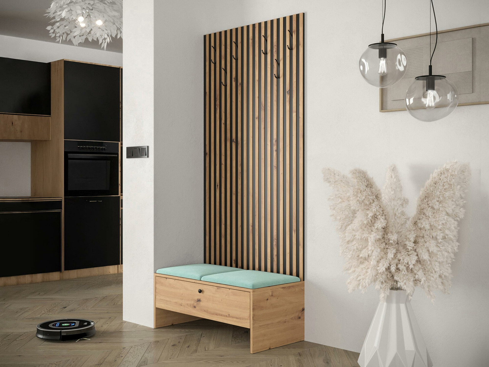 Meuble d'entrée Donio IV (Chêne Artisan + Manila 11)