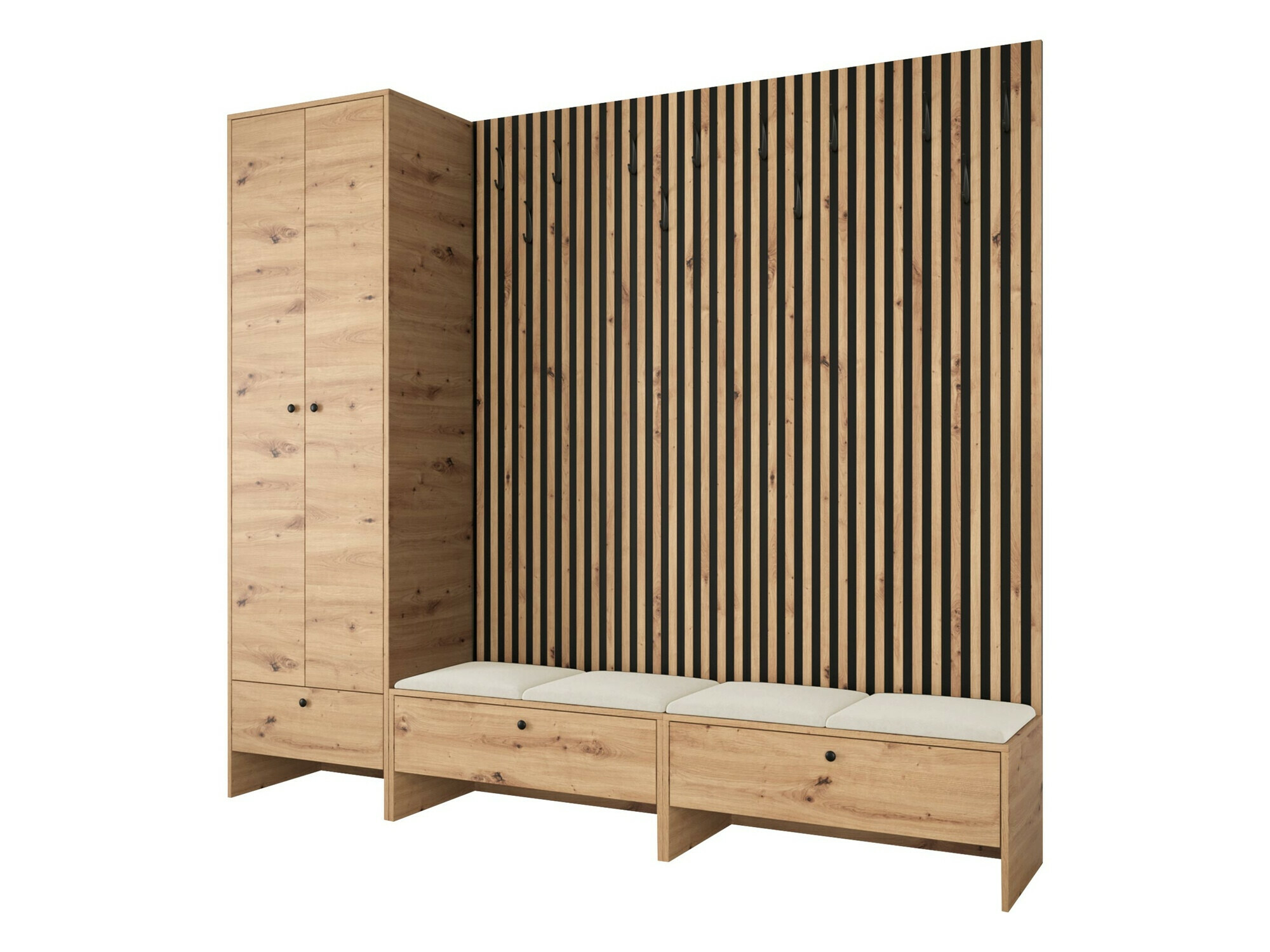 Meuble d'entrée Donio VI (Chêne Artisan + Manila 02)