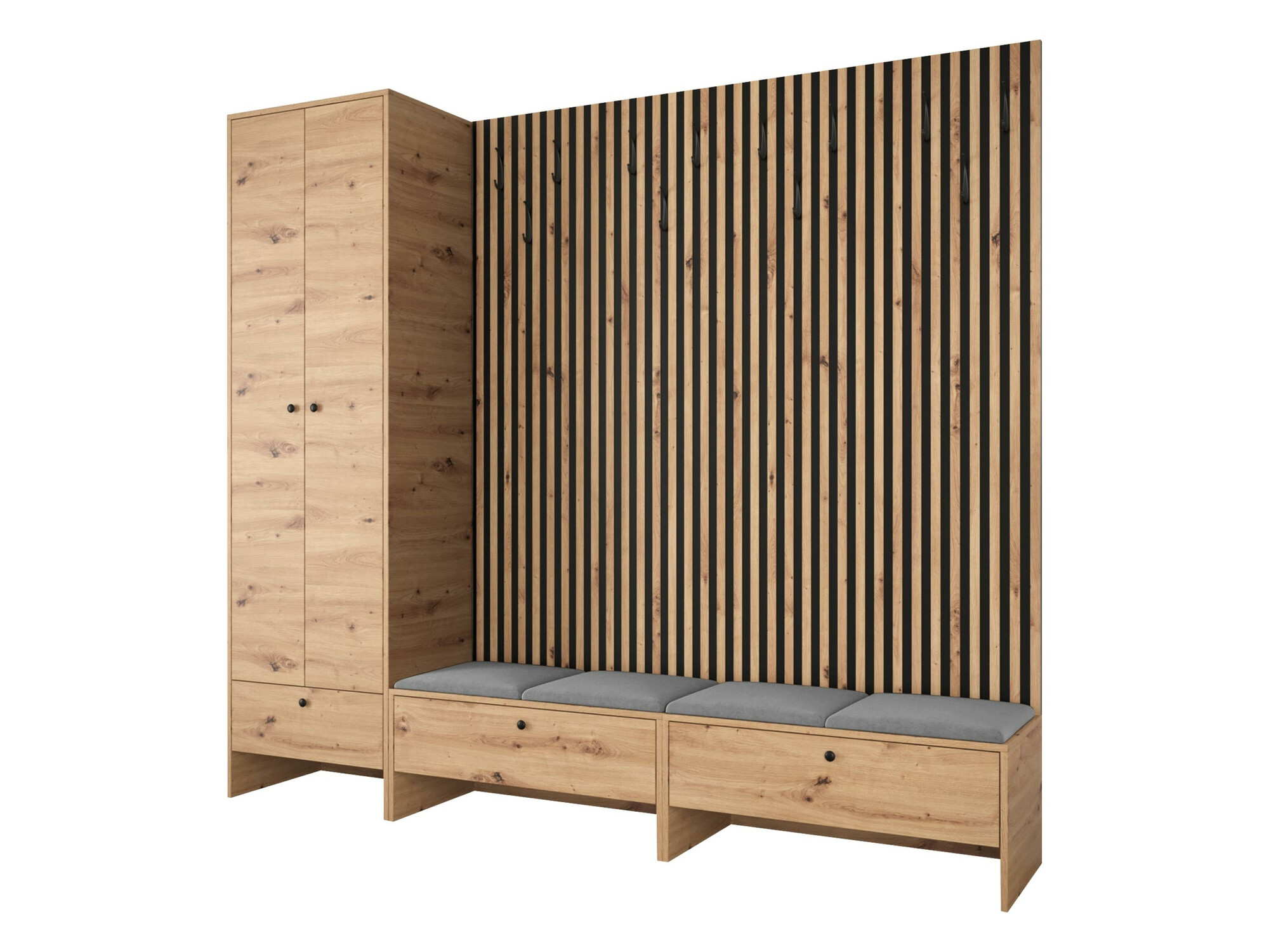 Meuble d'entrée Donio VI (Chêne Artisan + Manila 16)