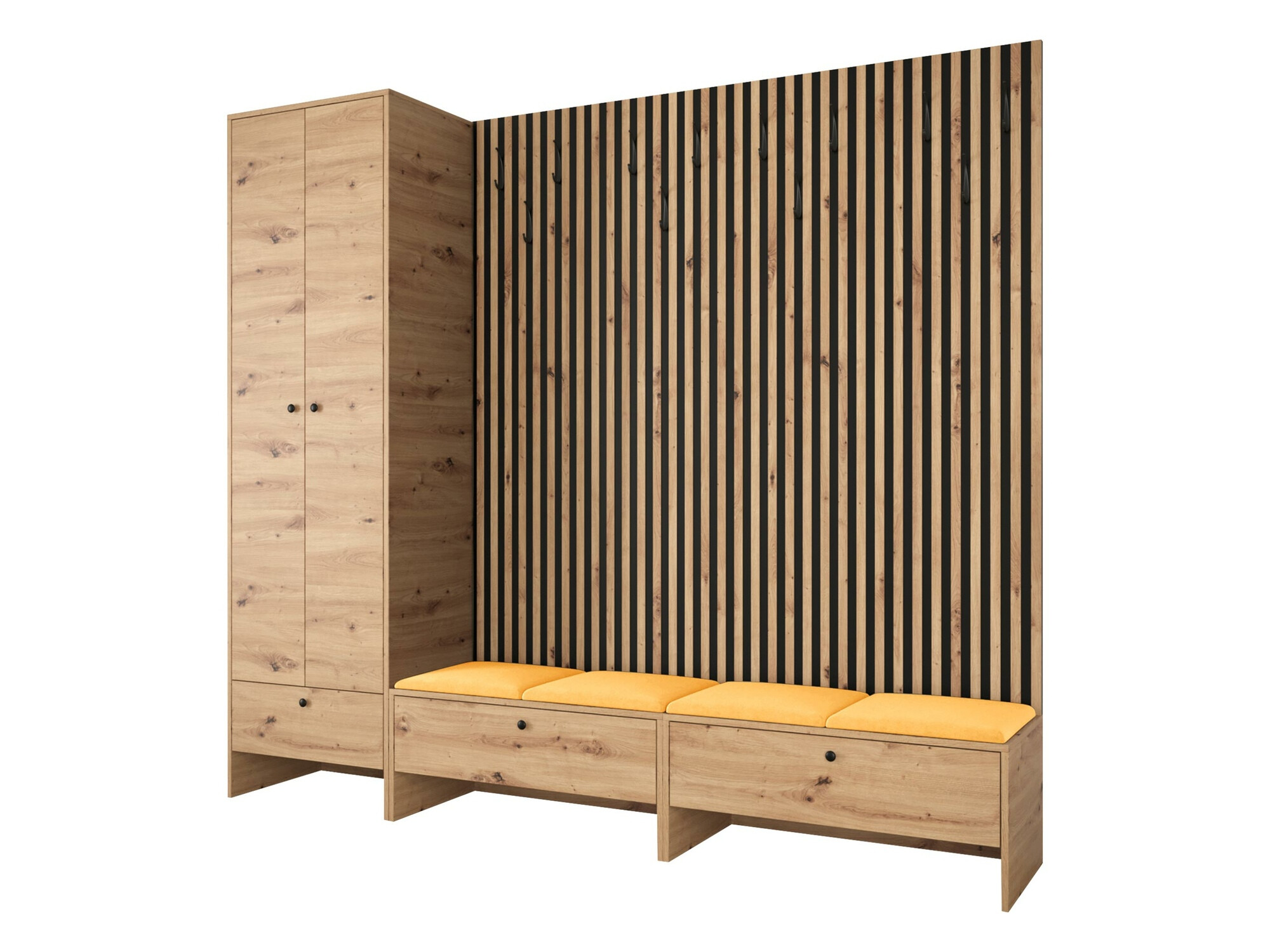 Meuble d'entrée Donio VI (Chêne Artisan + Manila 32)