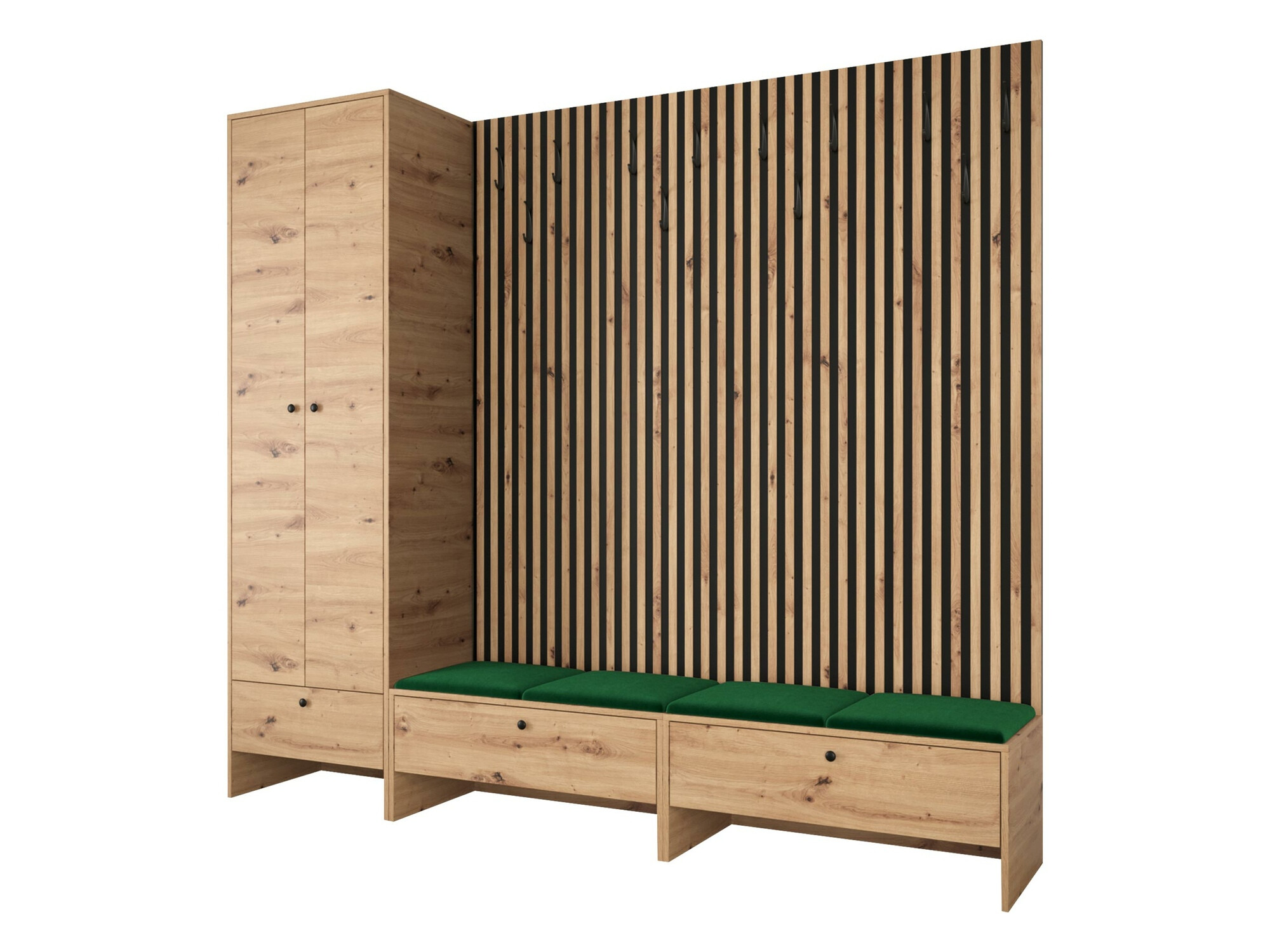 Meuble d'entrée Donio VI (Chêne Artisan + Manila 35)