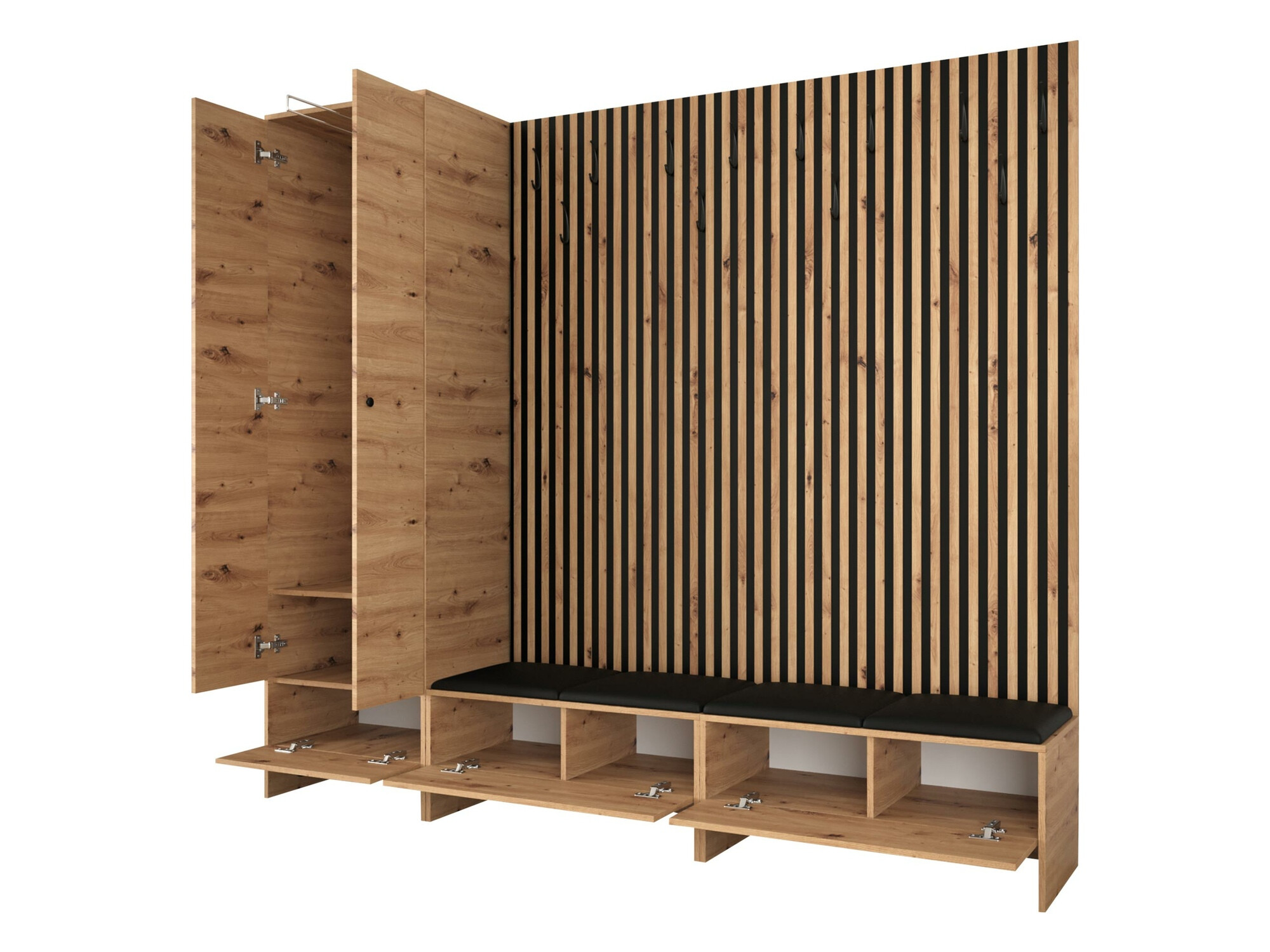 Meuble d'entrée Donio VI (Chêne Artisan + Manila 35)