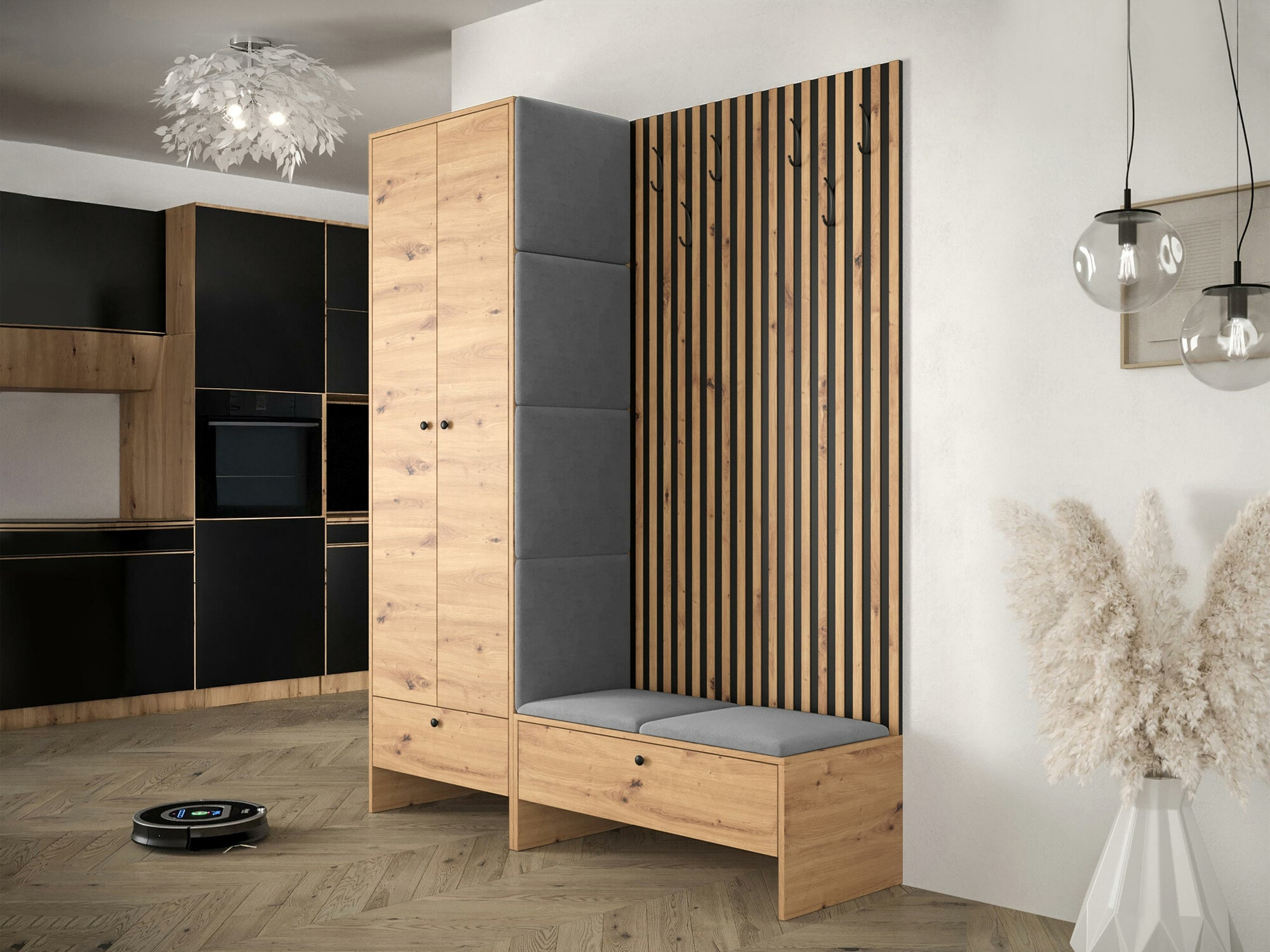 Meuble d'entrée Hartford 320 (Chêne Artisan + Manila 16)