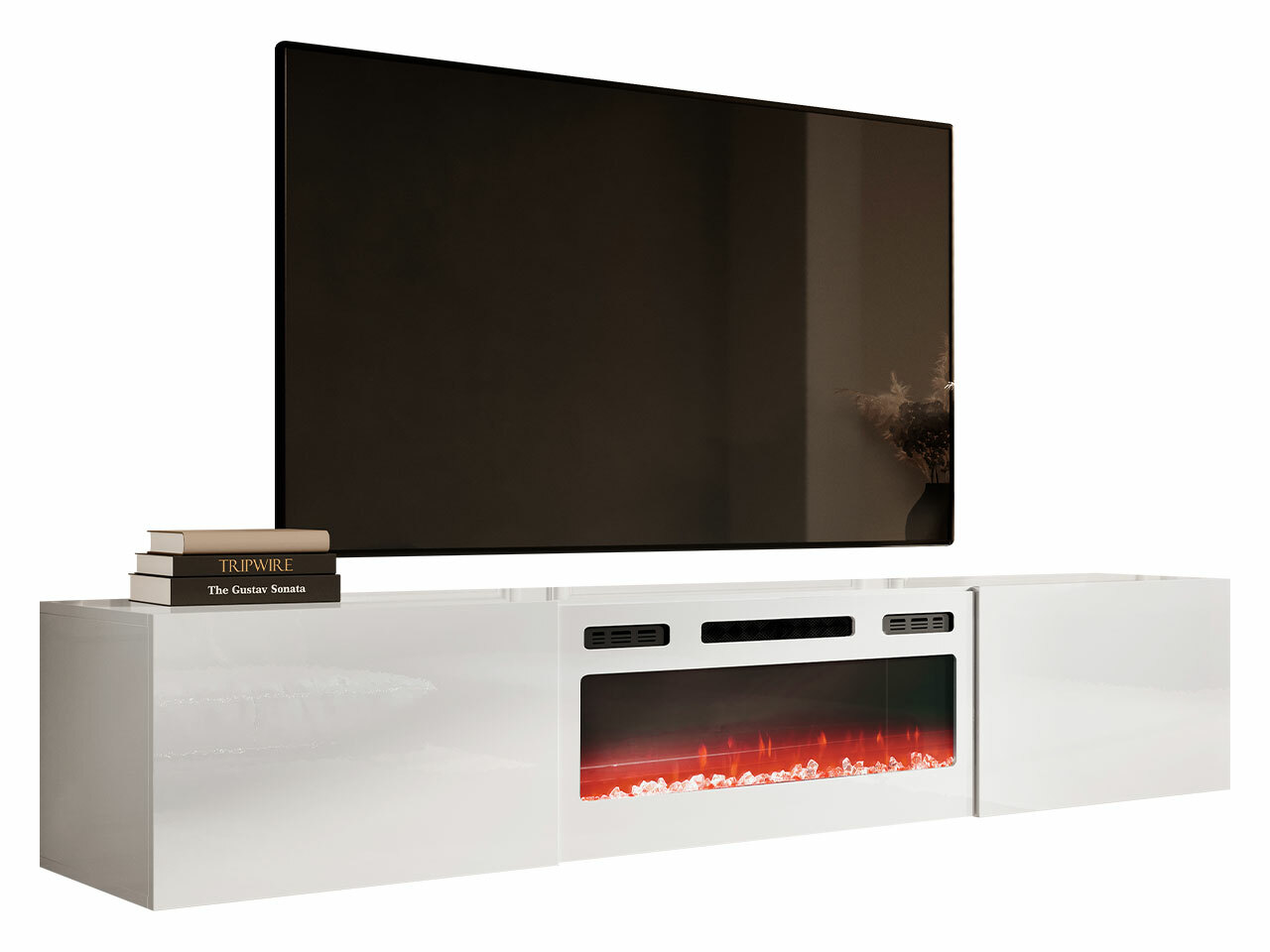 Meuble TV Charlotte 162 (Blanc + Blanc brillant)